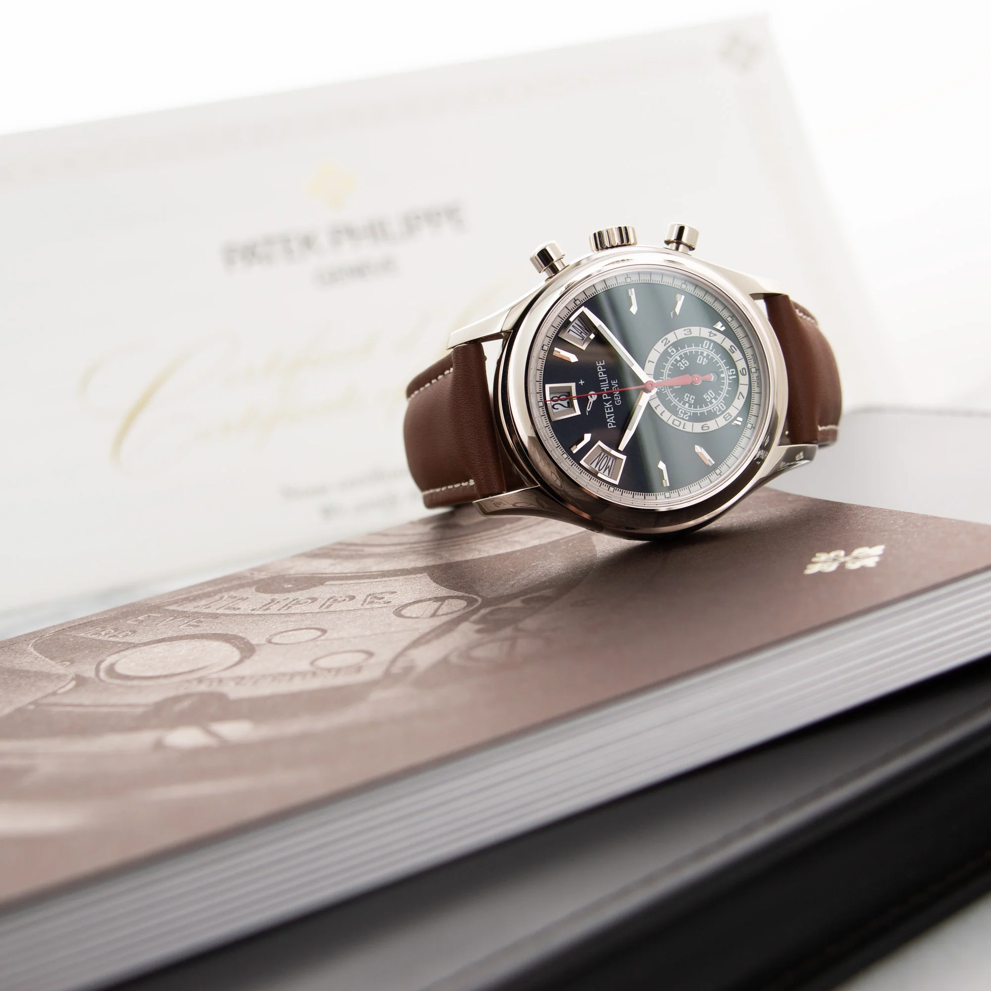 Patek Philippe White Gold Annual Calendar Chronograph Watch Ref. 5960 - Image 6