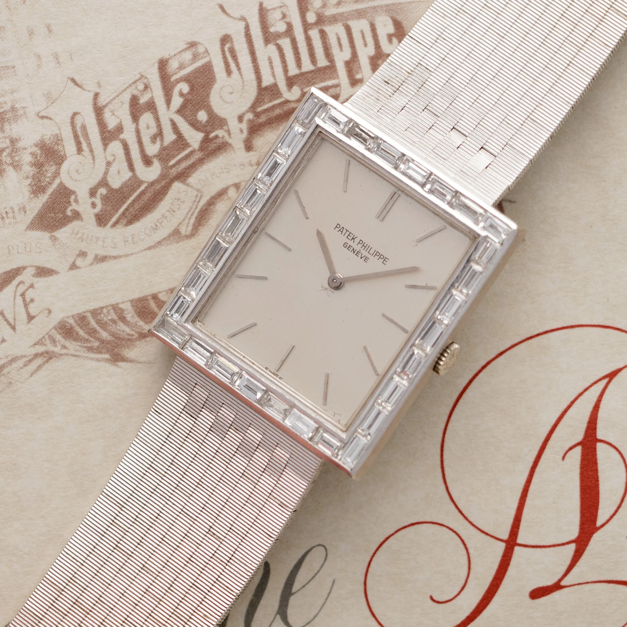 Patek Philippe White Gold Baguette Diamond Watch Ref. 3540 - Image 2