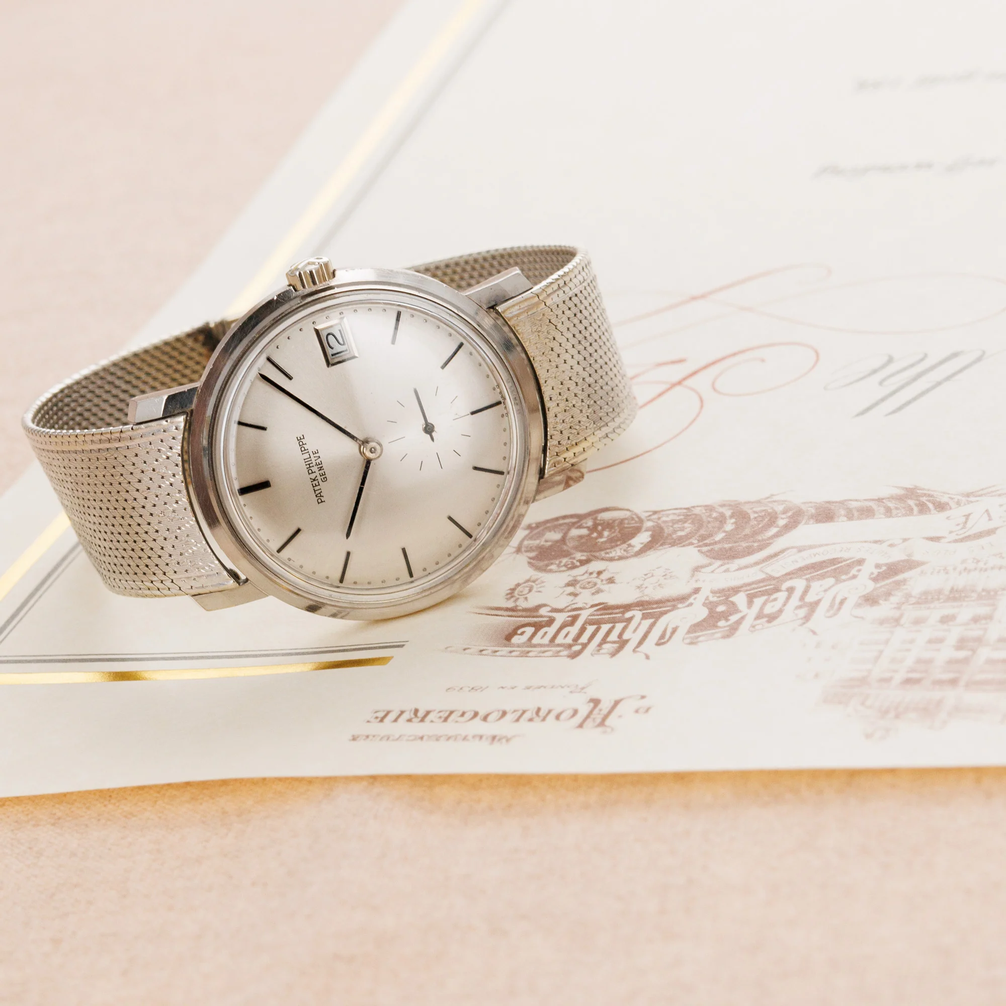 Patek Philippe White Gold Calatrava Watch Ref. 3445 on Bracelet - Image 6