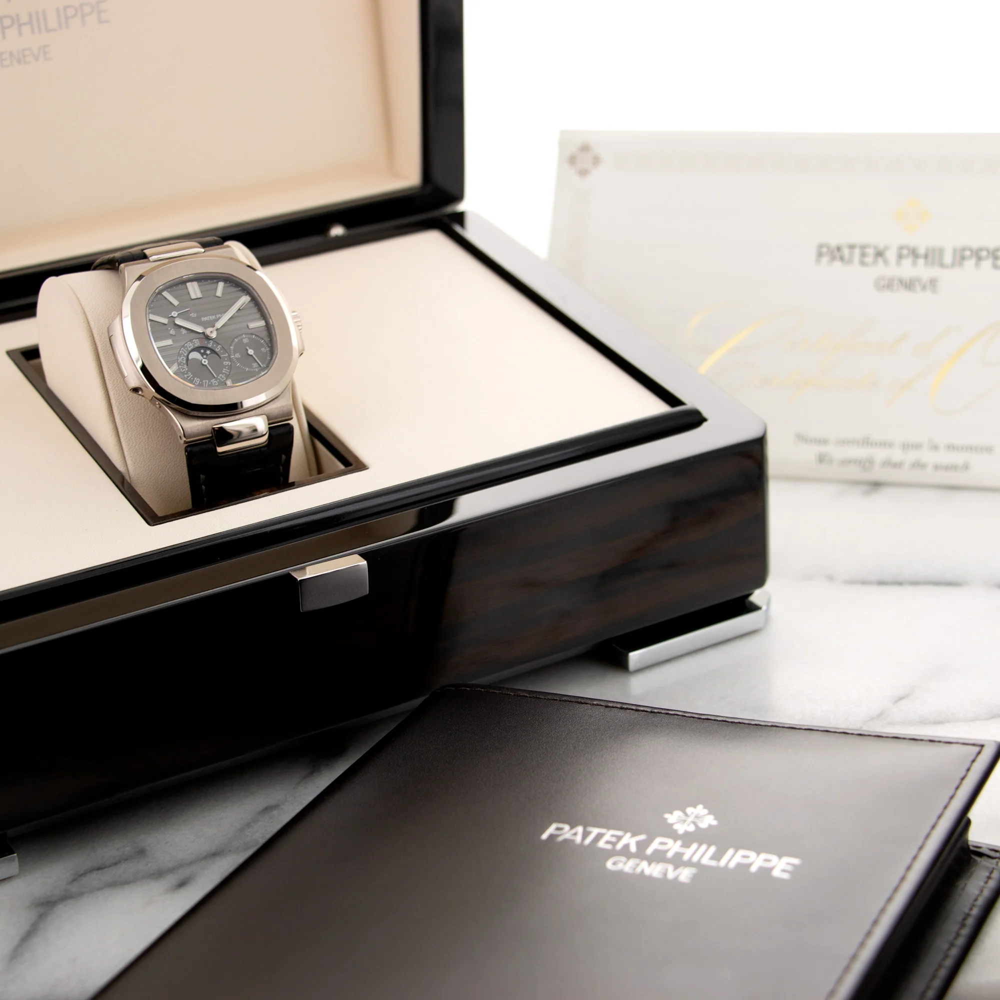 Patek Philippe White Gold Nautilus Moonphase Watch Ref. 5712 - Image 6