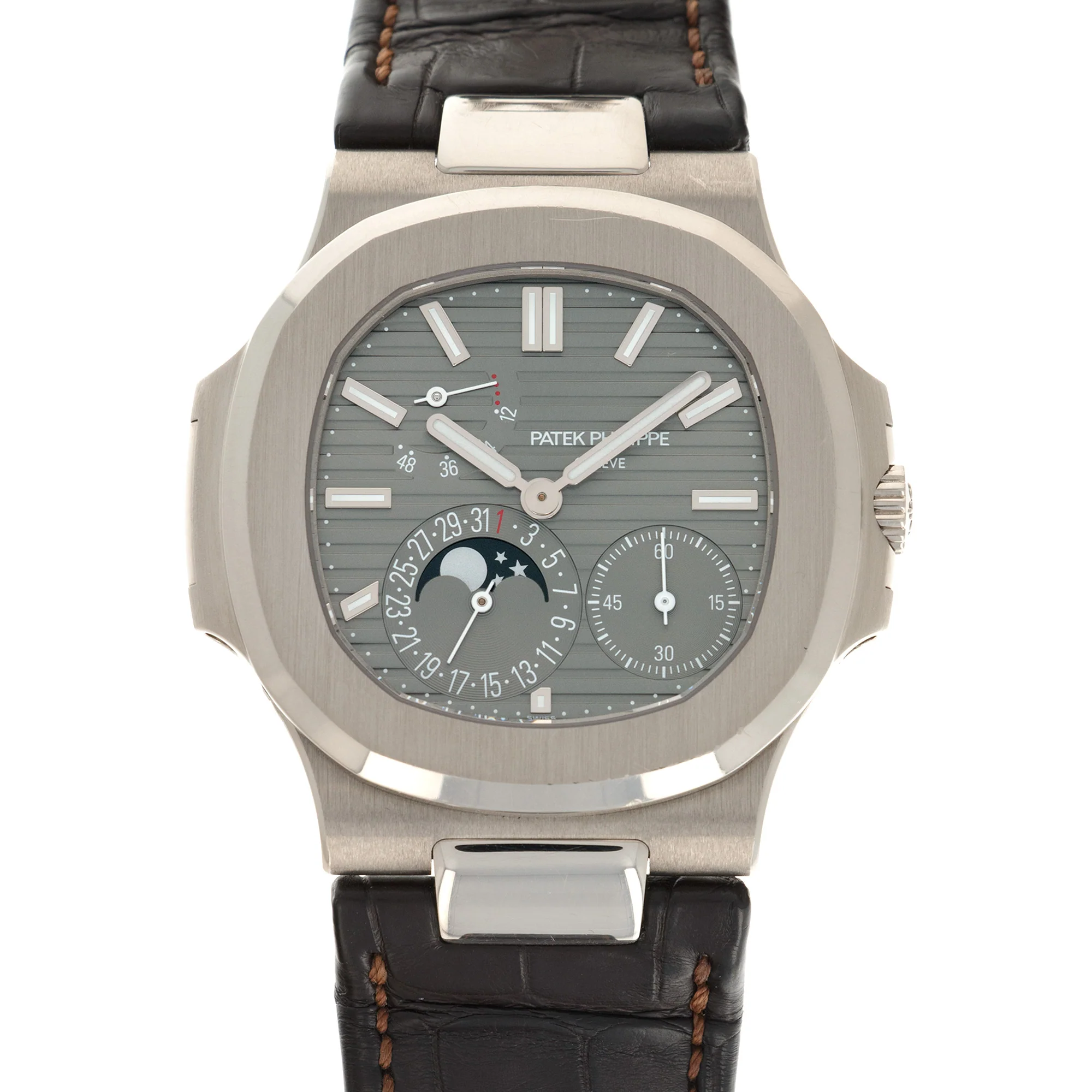 Patek Philippe White Gold Nautilus Moonphase Watch Ref. 5712