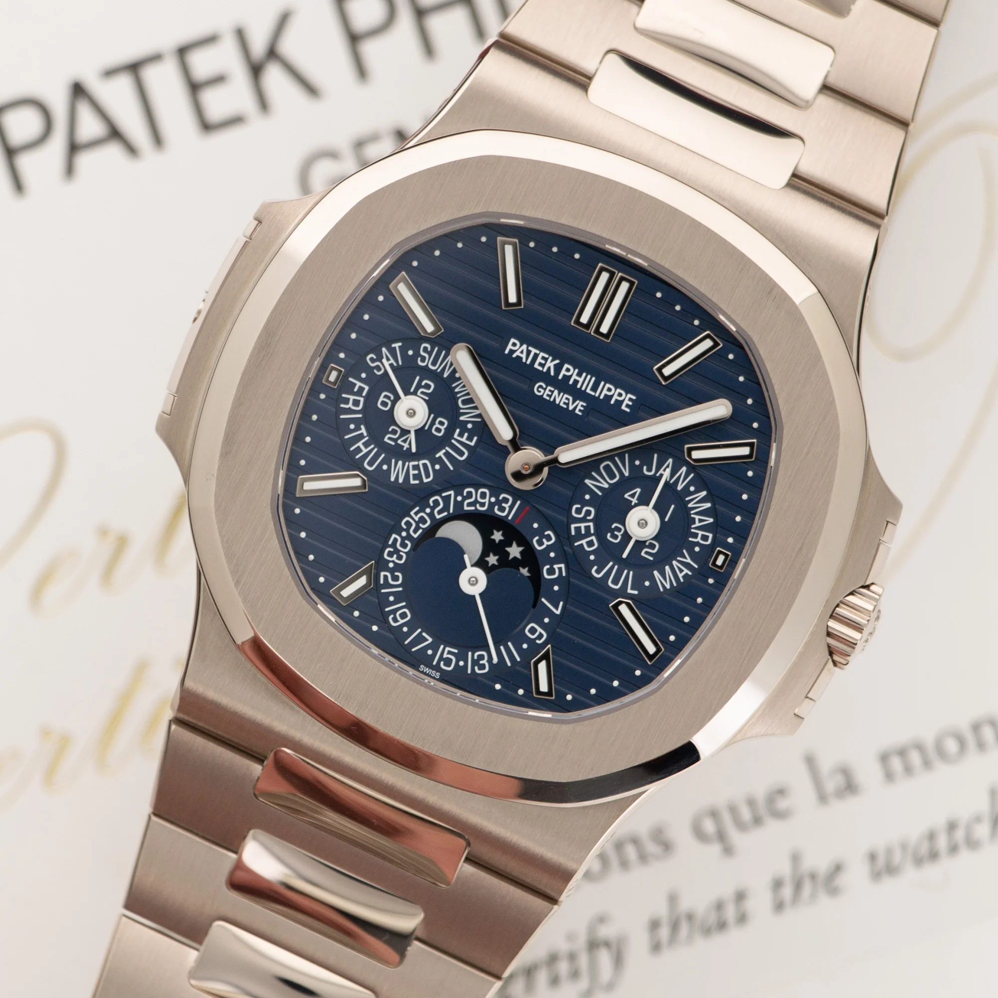 Patek Philippe White Gold Nautilus Perpetual Calendar Watch Ref. 5740 - Image 2