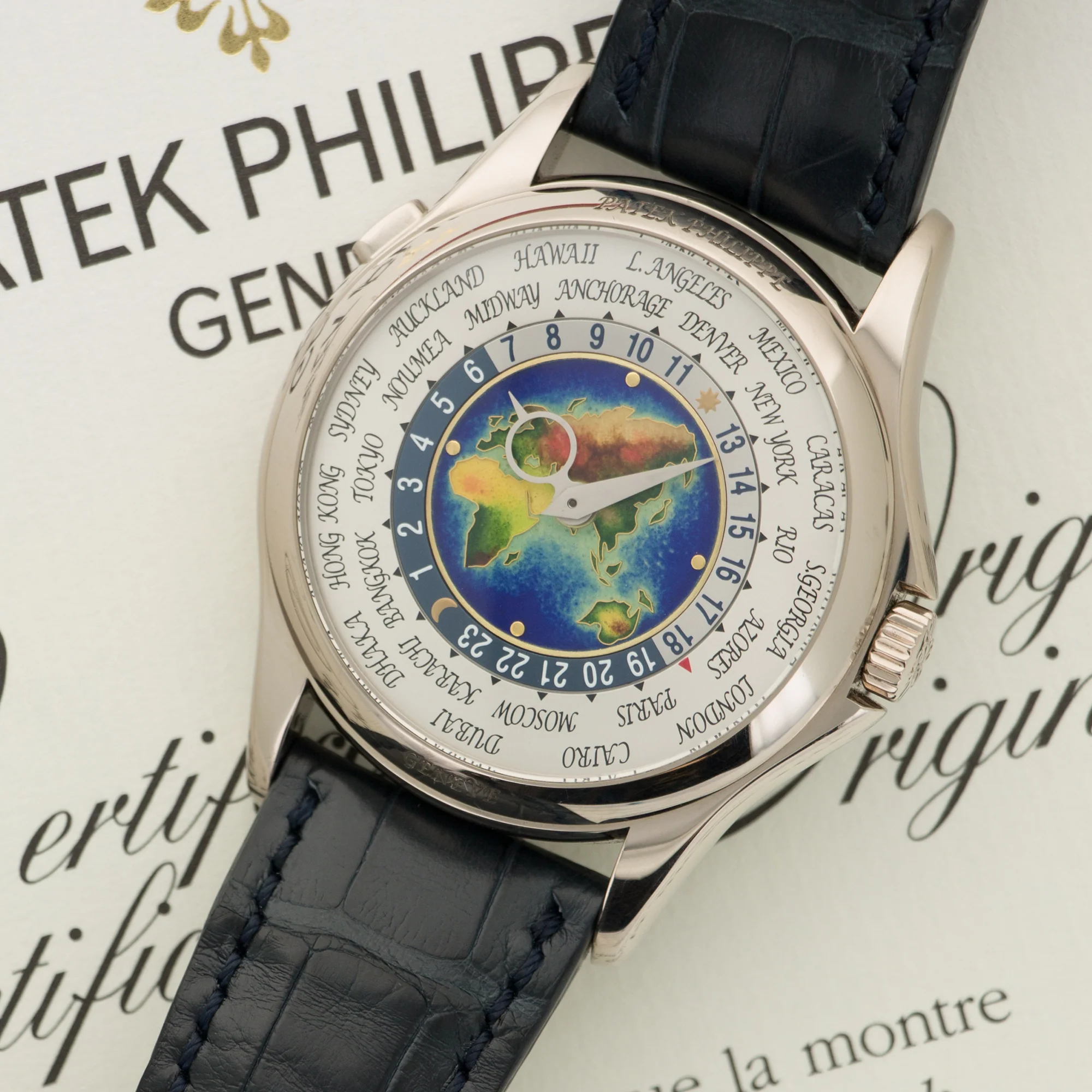 Patek Philippe White Gold World Time Cloisonne Watch Ref. 5131G - Image 2