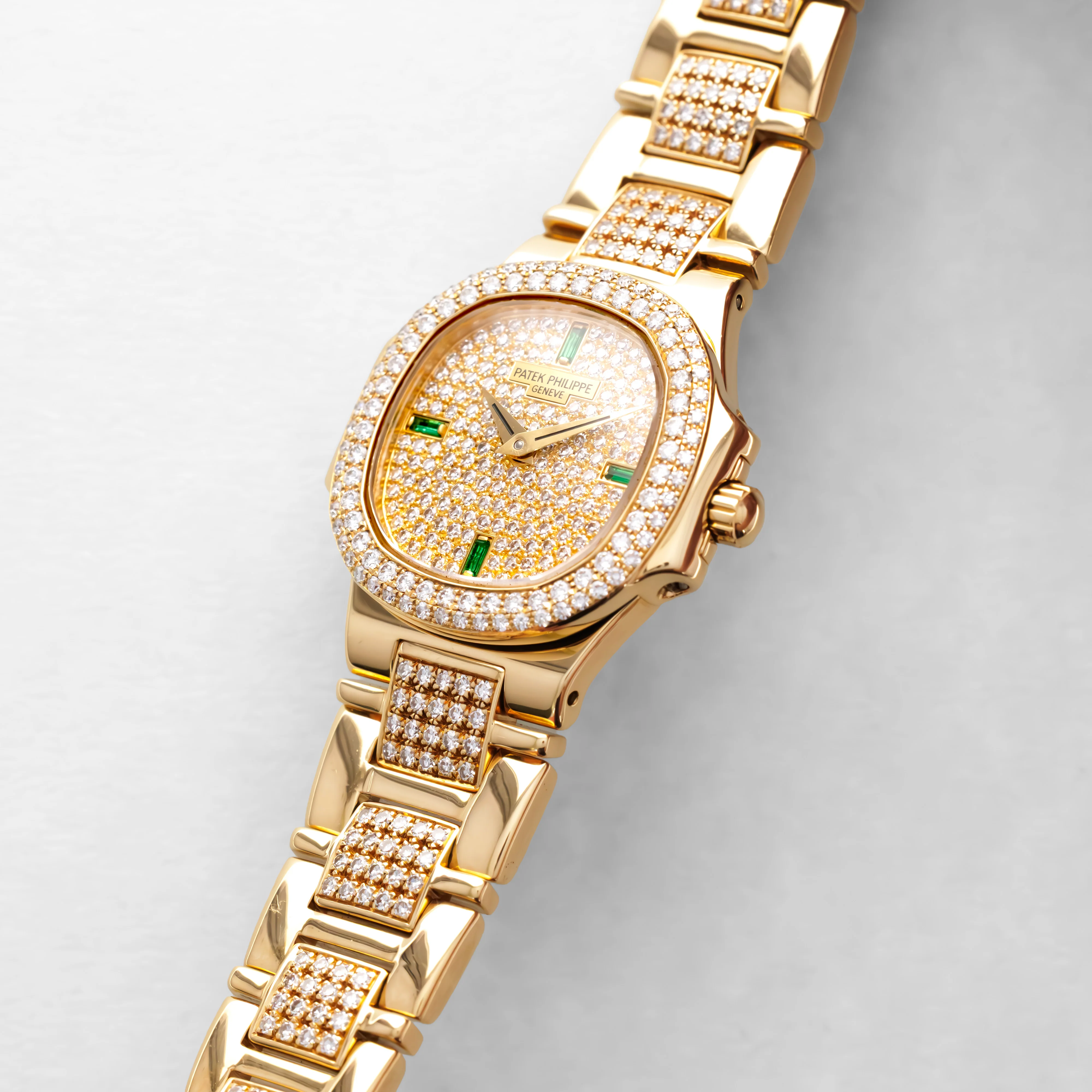 Patek Philippe Yellow Gold Diamond Nautilus Ref. 4700 with Emerald Markers - Image 2