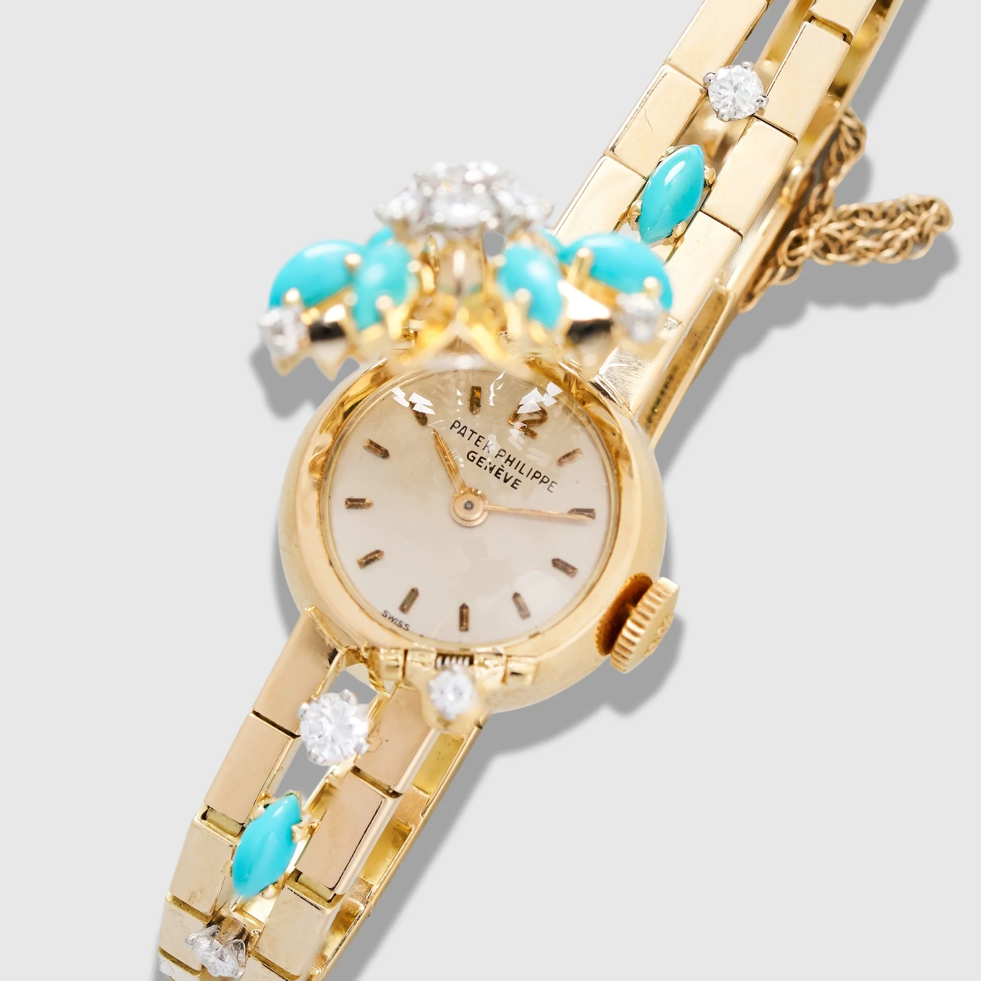 Patek Philippe Yellow Gold Diamond & Turquoise Cover Watch Ref. 3006 with Archives