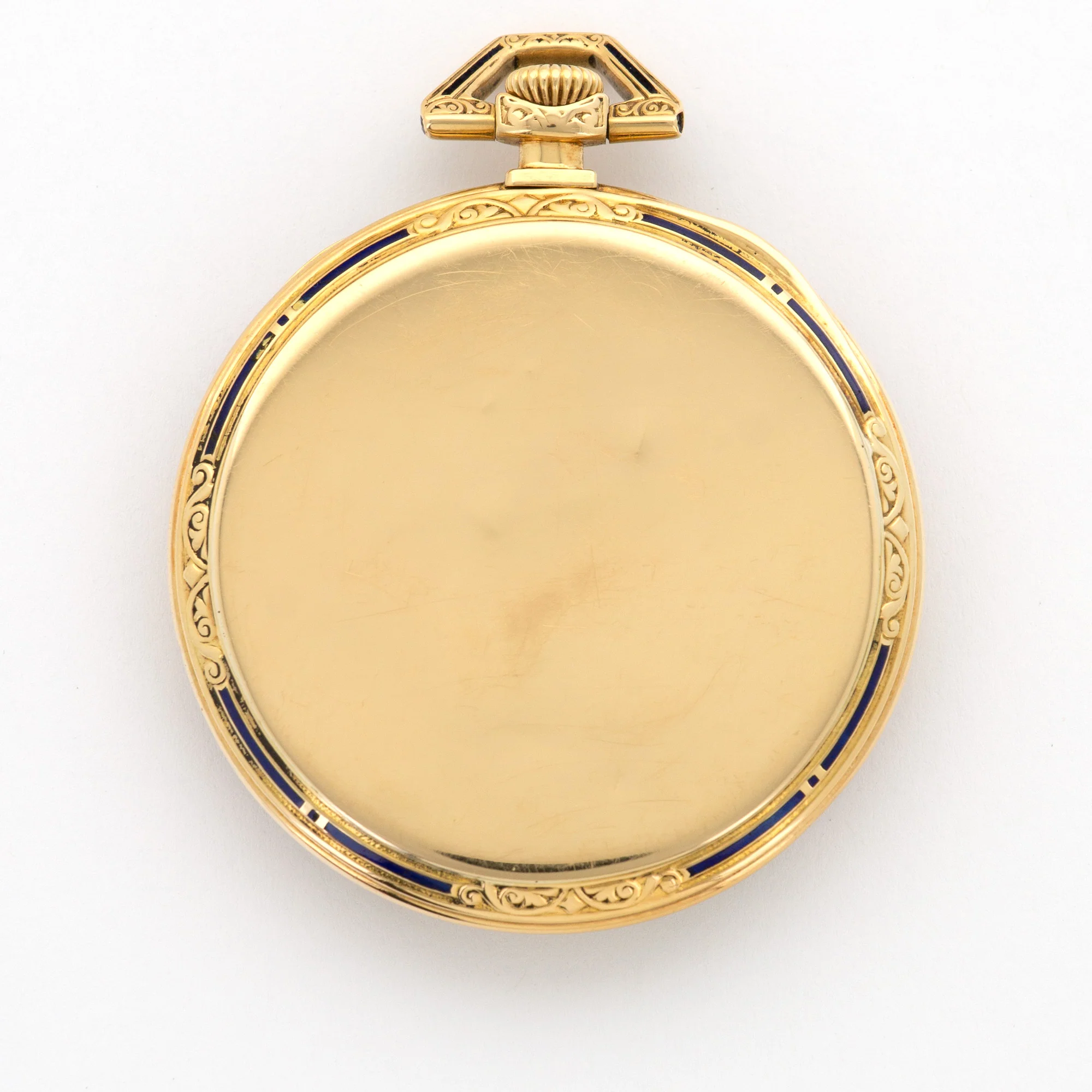 Patek Philippe Yellow Gold Enamel Engraved Pocket Watch from 1921 - Image 4
