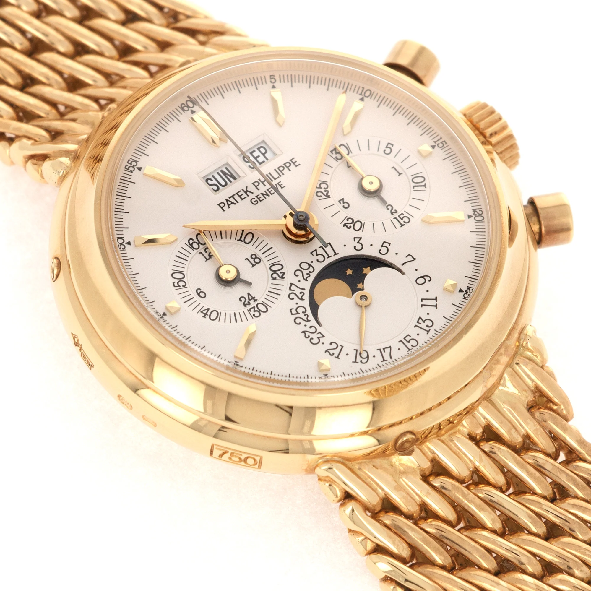 Patek Philippe Yellow Gold Perpetual Calendar Chronograph Watch Ref. 3970 - Image 3
