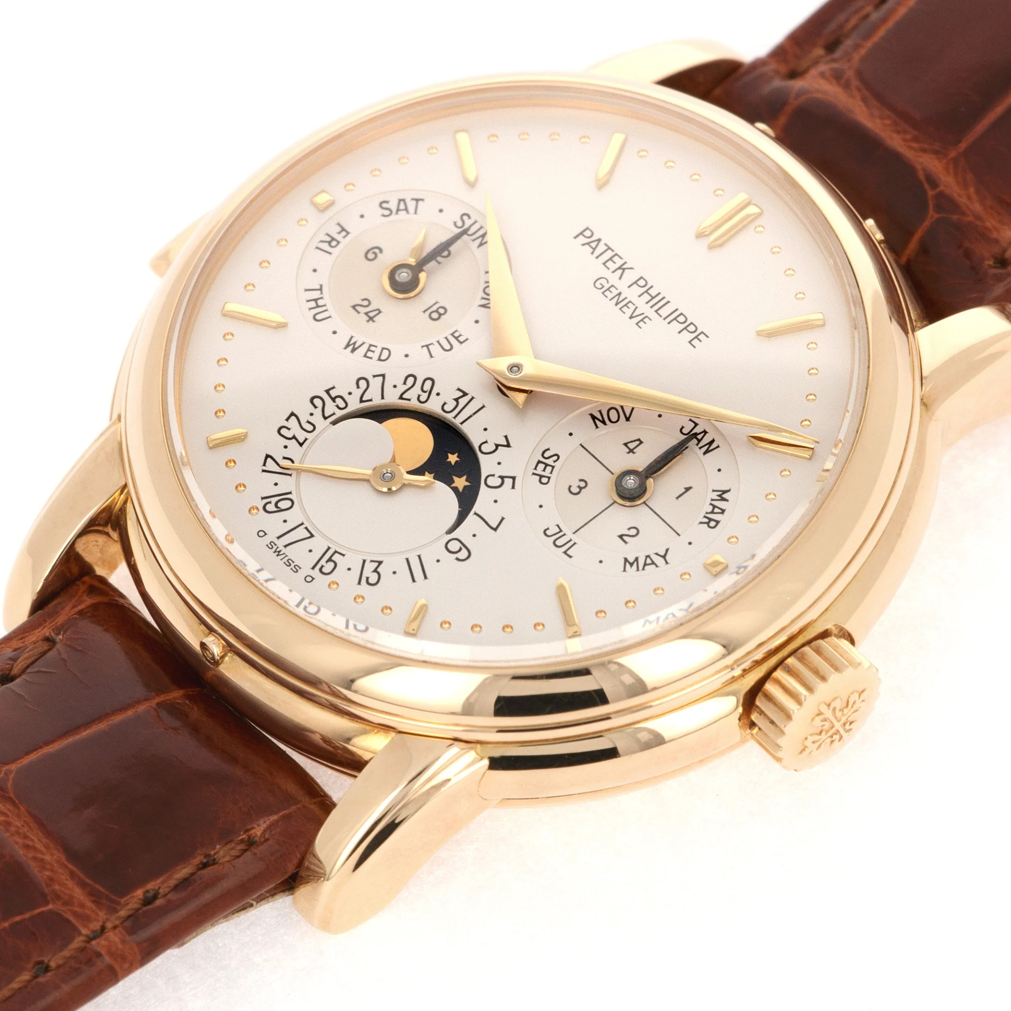 Patek Philippe Yellow Gold Perpetual Calendar Minute Repeater Watch Ref. 3974 - Image 4