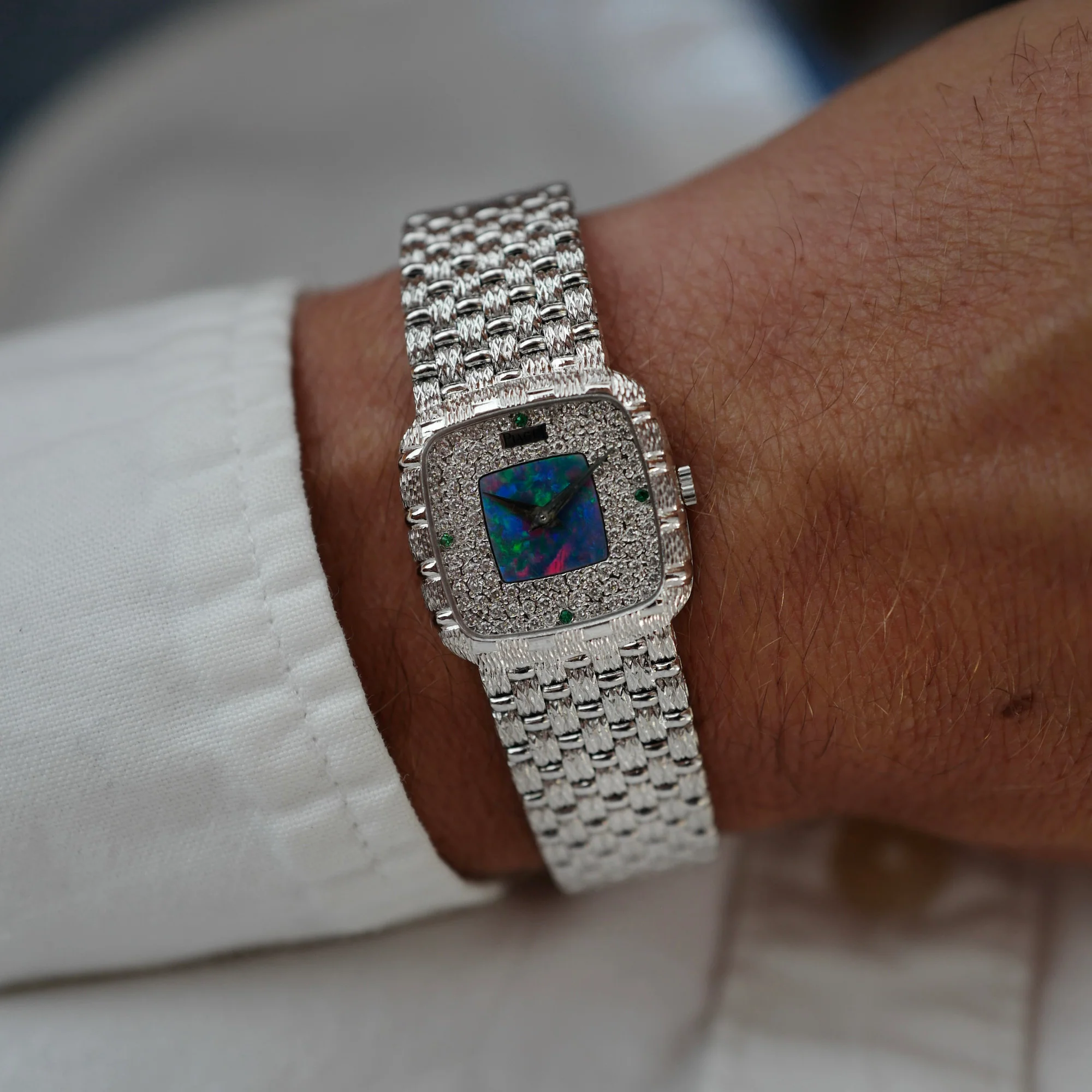Piaget White Gold Bracelet Watch Ref. 9902 with Opal and Pave Diamond Dial - Image 6