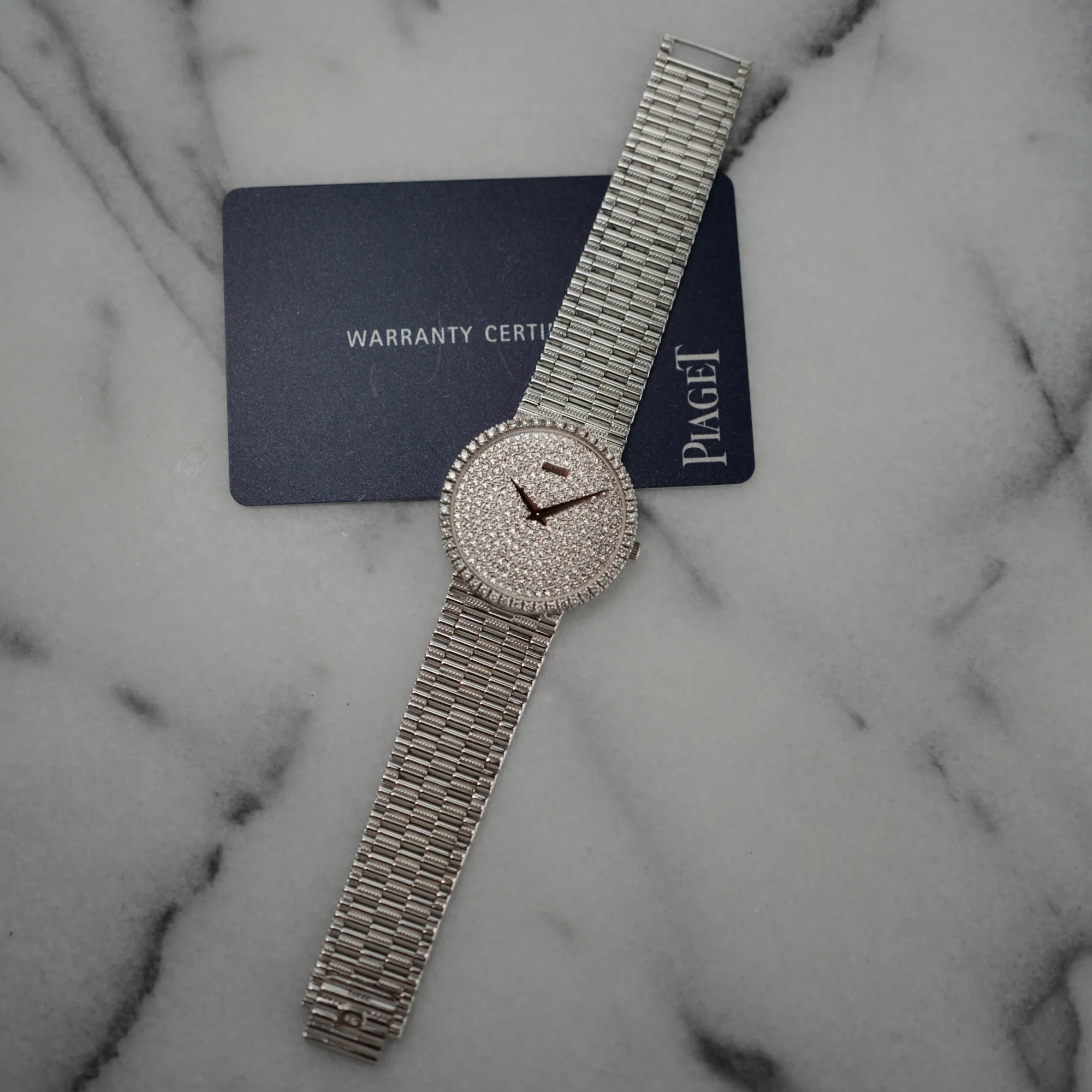 Piaget White Gold Diamond Watch Ref. 9066 with Pave Dial - Image 4
