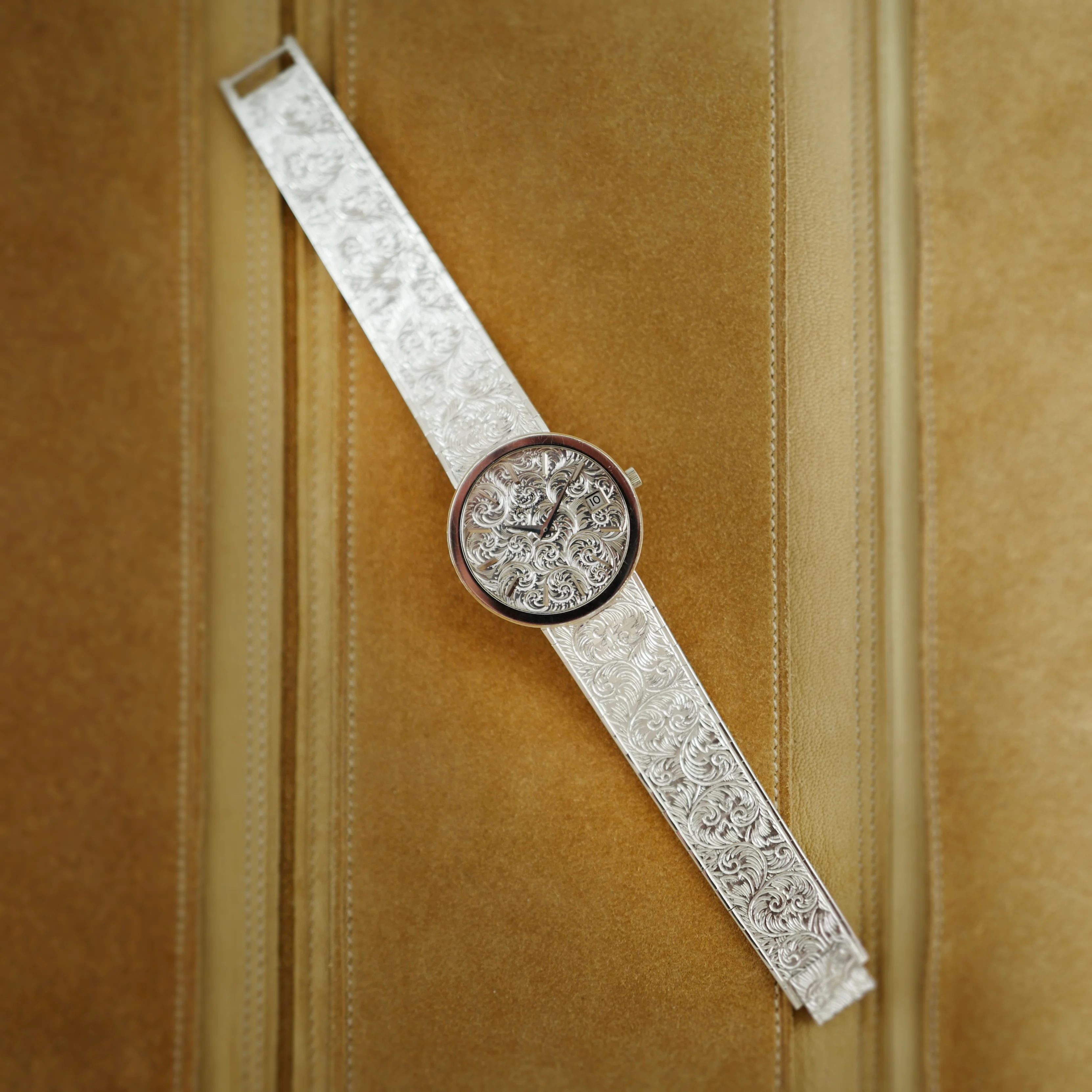 Piaget White Gold Engraved Bracelet Automatic Watch - Image 8