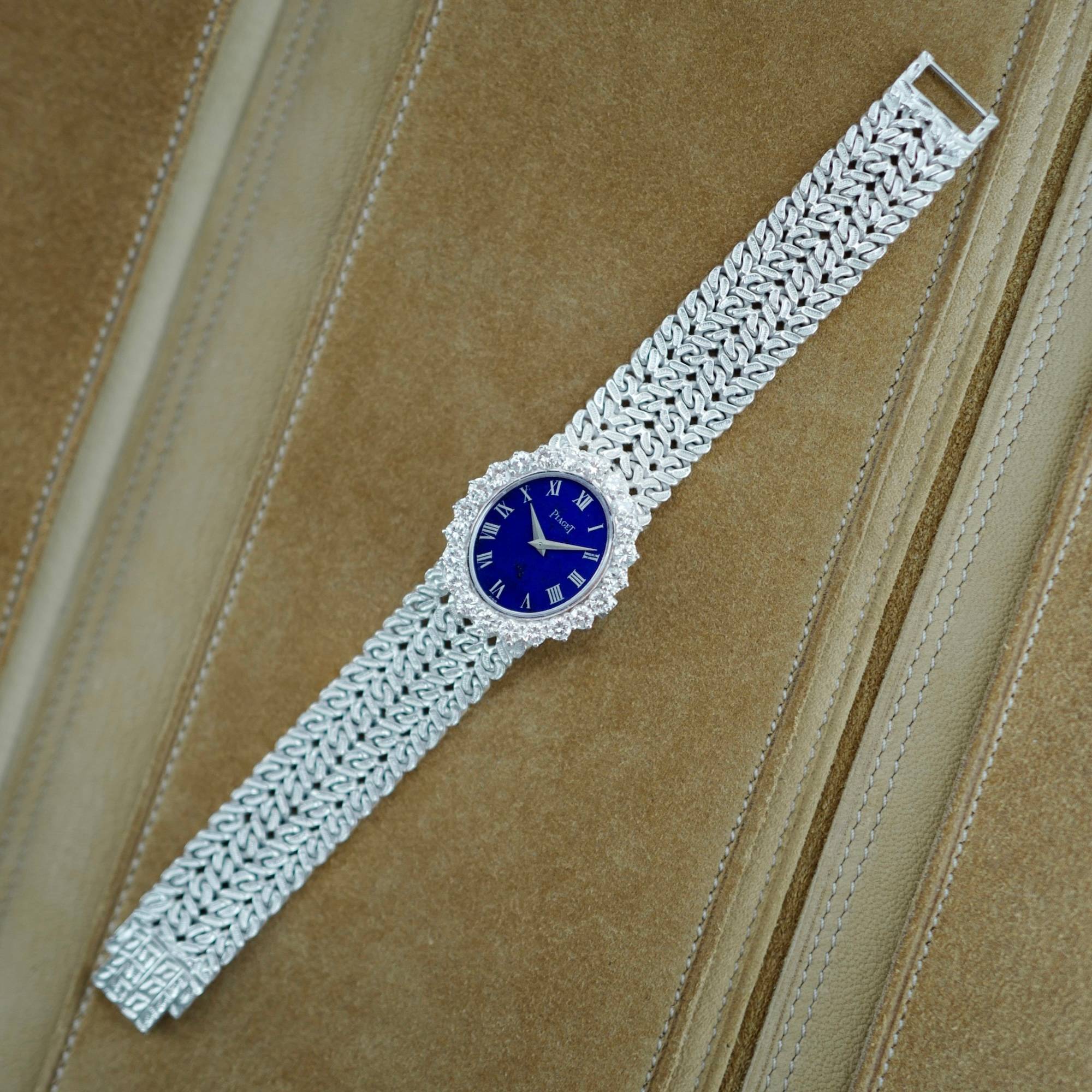 Piaget White Gold Ladies Lapis Dial Diamond Bezel Watch Ref. 9338 - Image 3