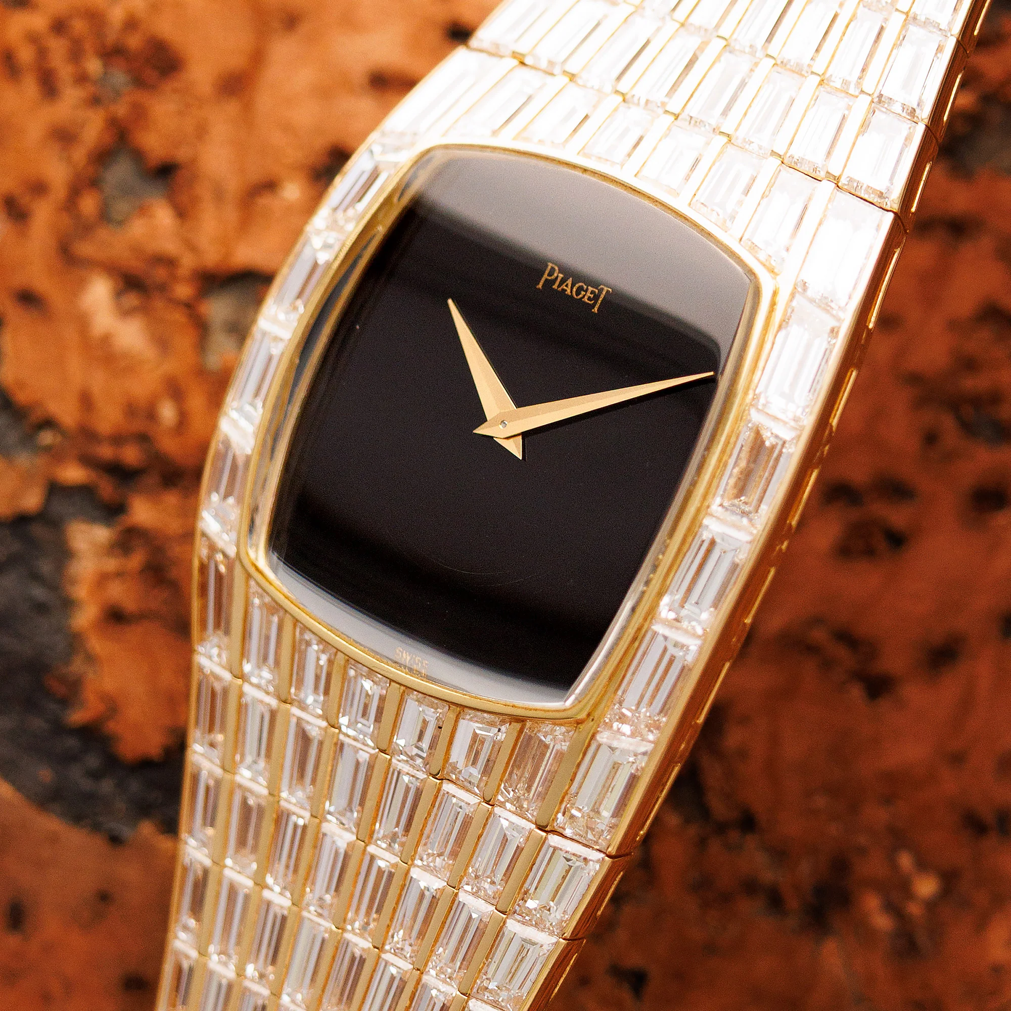 Piaget Yellow Gold Baguette Diamond Onyx Galaxy Watch Ref. 74912 - Image 2