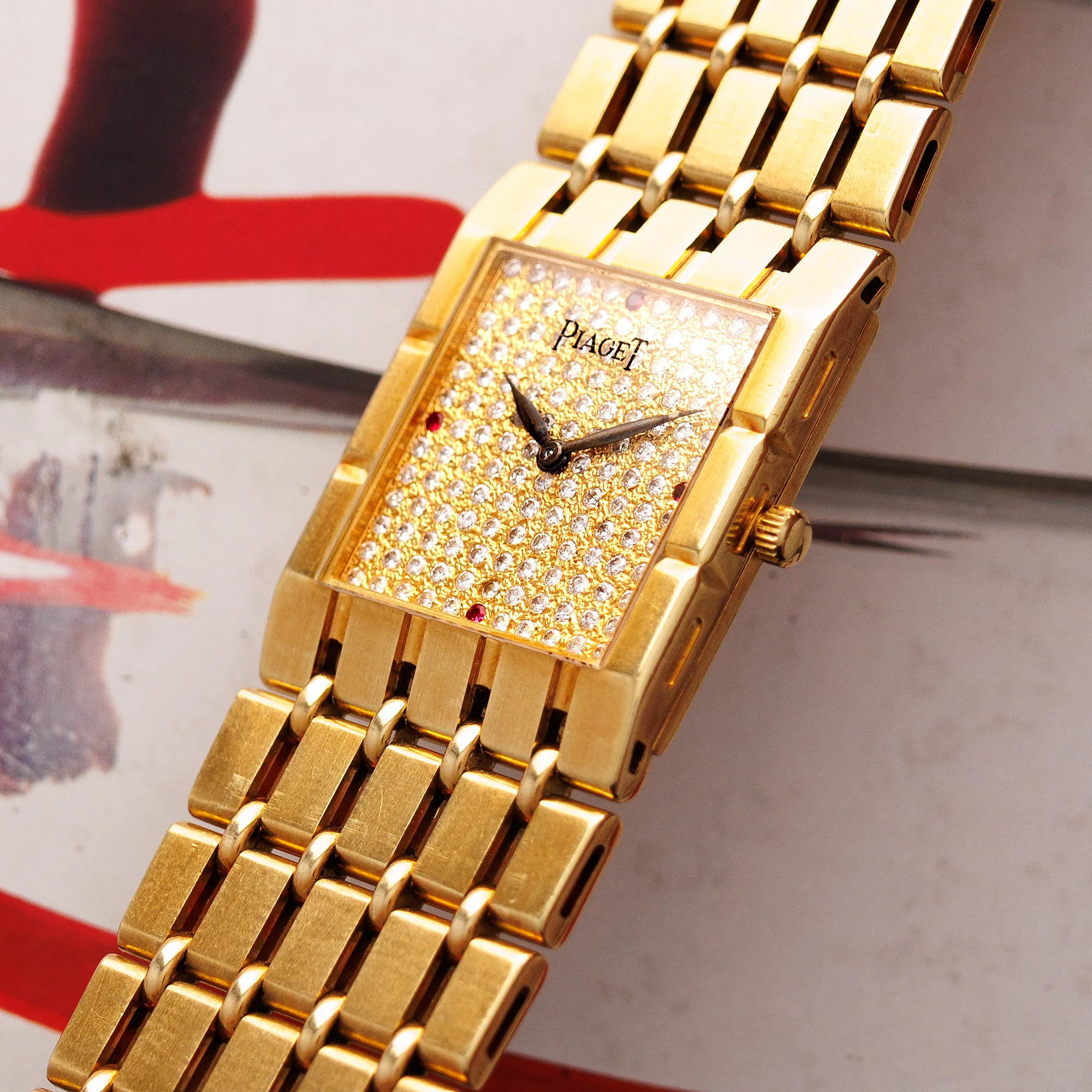 Piaget Yellow Gold Dancer Watch Ref. 9131 with Pave with Ruby Markers - Image 2