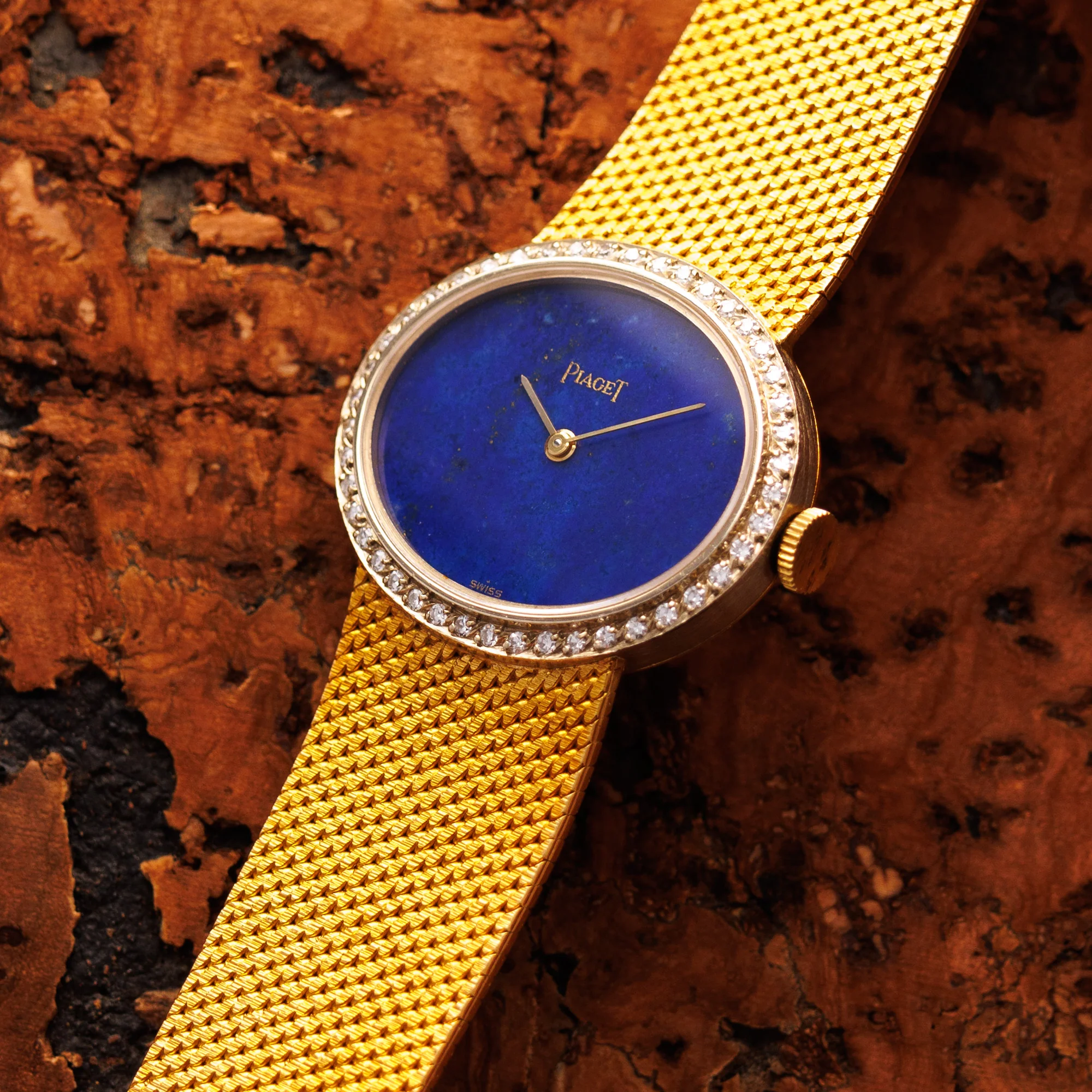 Piaget Yellow Gold Lapis Diamond Watch Ref. 6805 - Image 2
