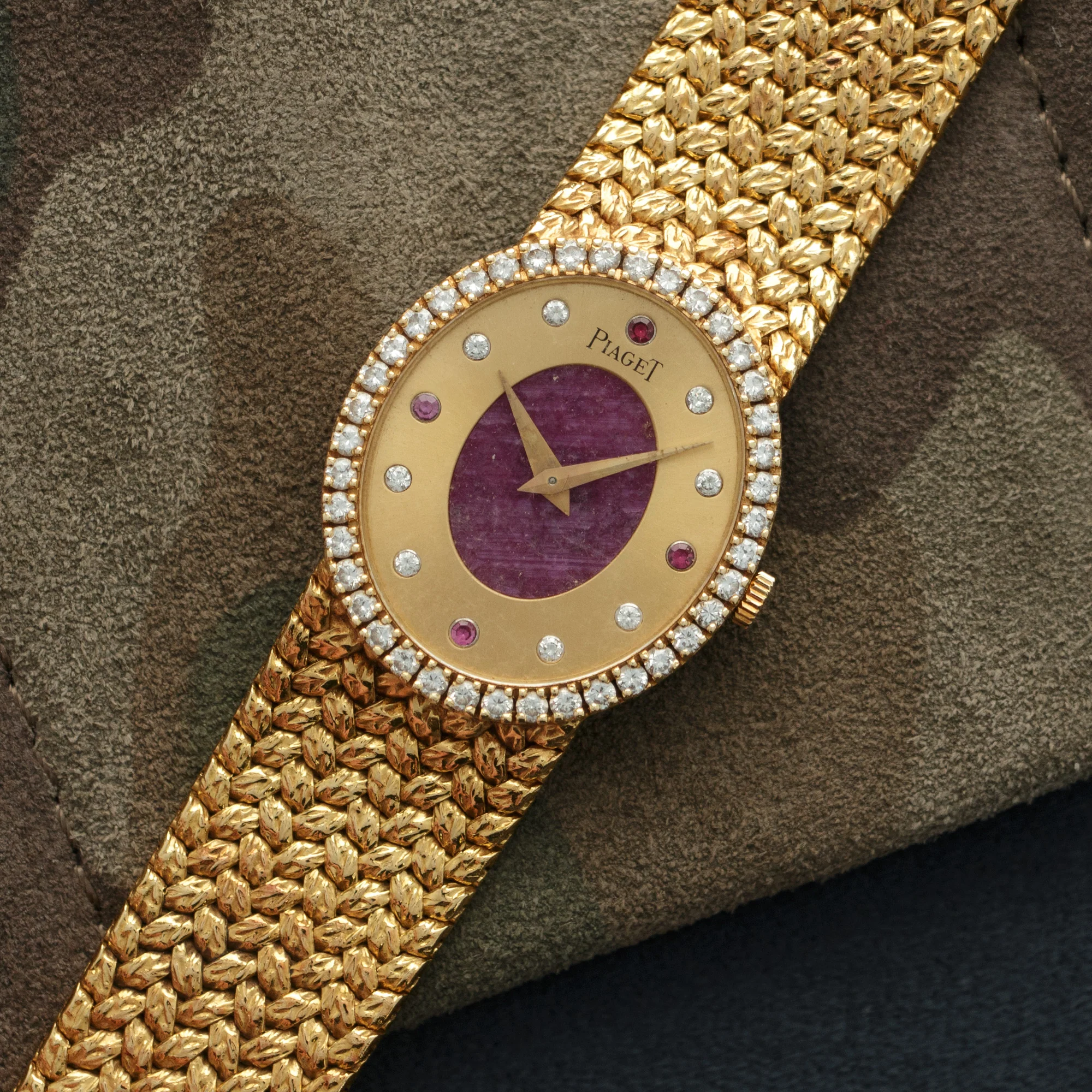 Piaget Yellow Gold Ruby Diamond Watch, Circa 1970s - Image 2