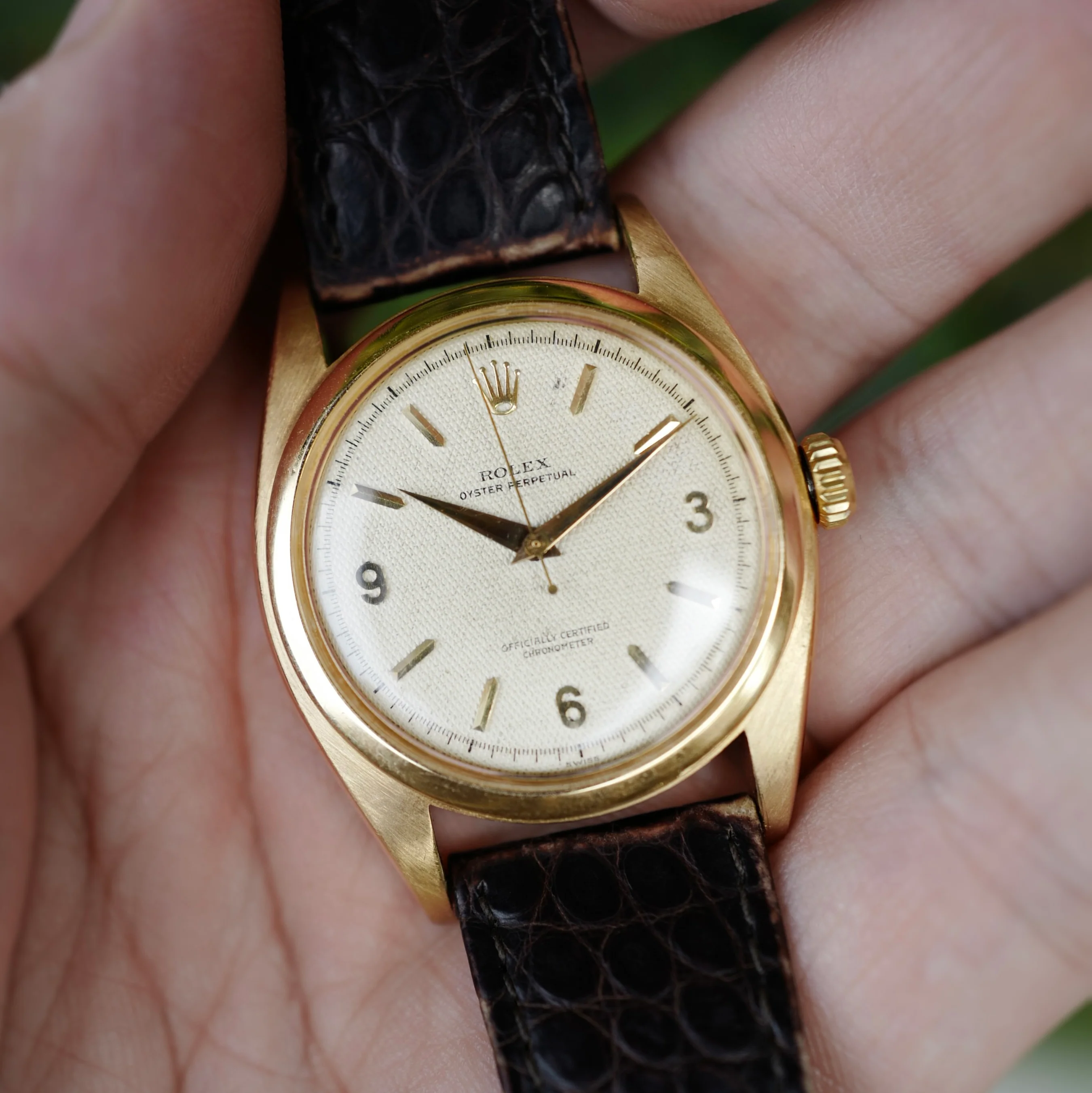 Rolex Oyster Perpetual Honeycomb Ovetone Watch Ref. 6098 - Image 7