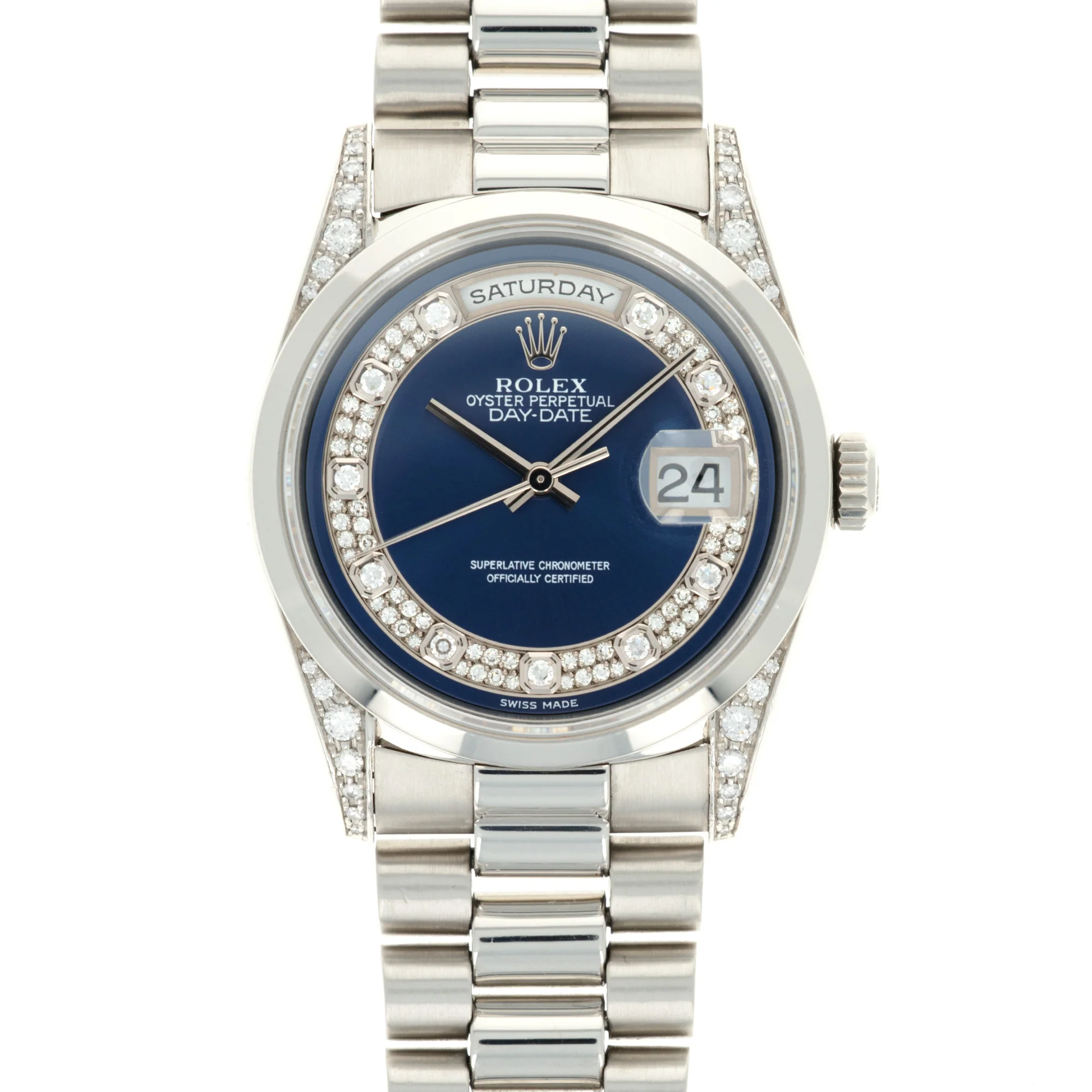 Rolex Platinum and Diamond Day-Date Ref. 18296 with Original Warranty