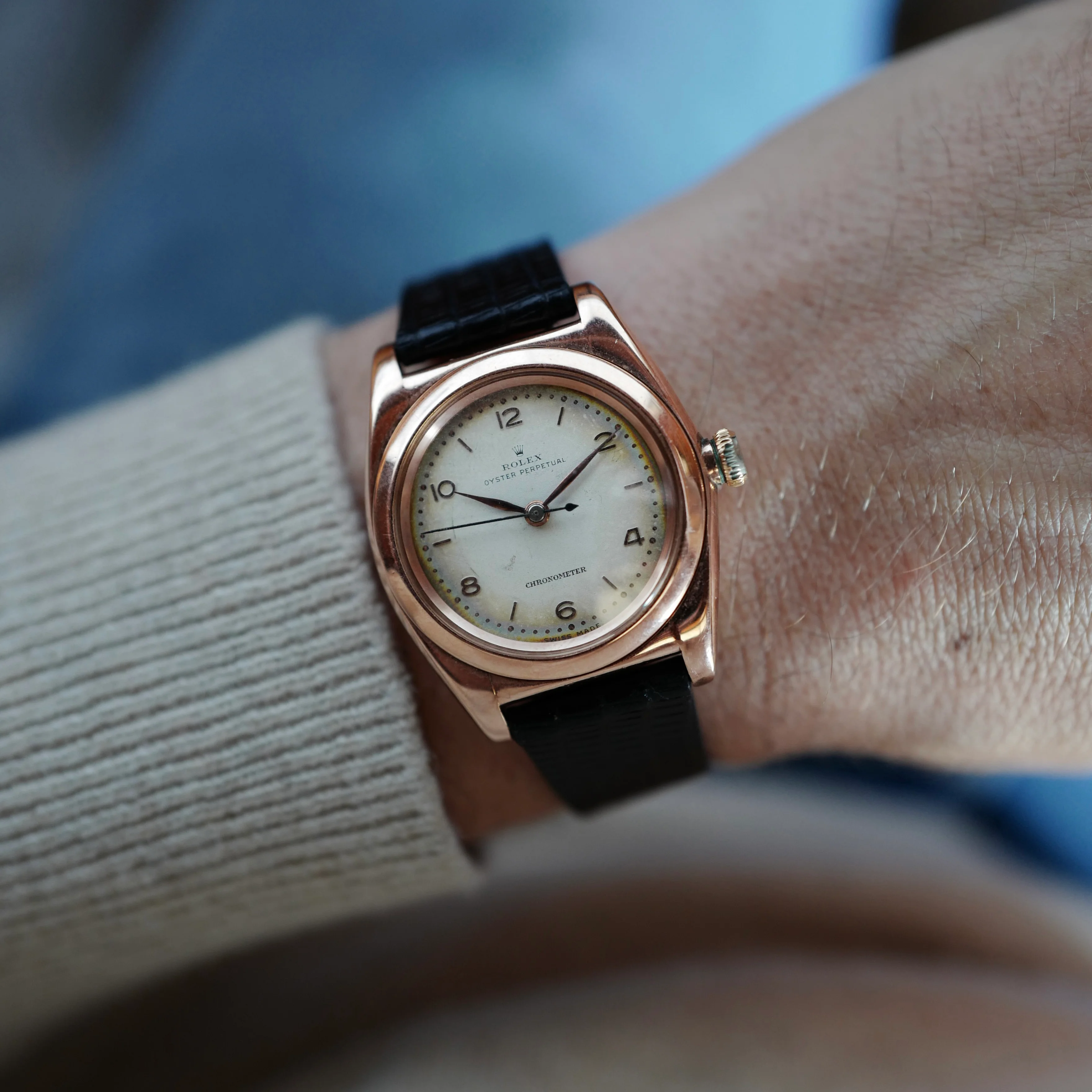 Rolex Rose Gold and Steel Back Bubbleback Watch - Image 3