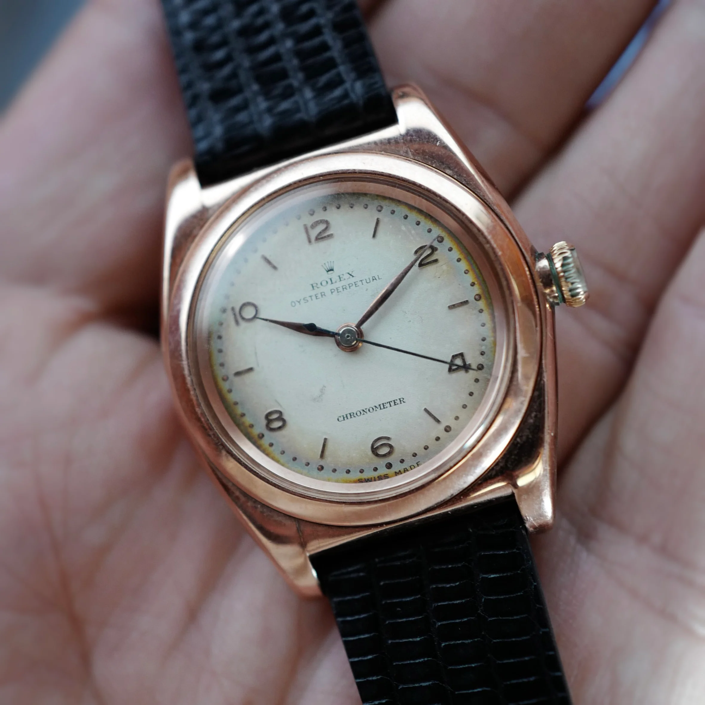 Rolex Rose Gold and Steel Back Bubbleback Watch - Image 6
