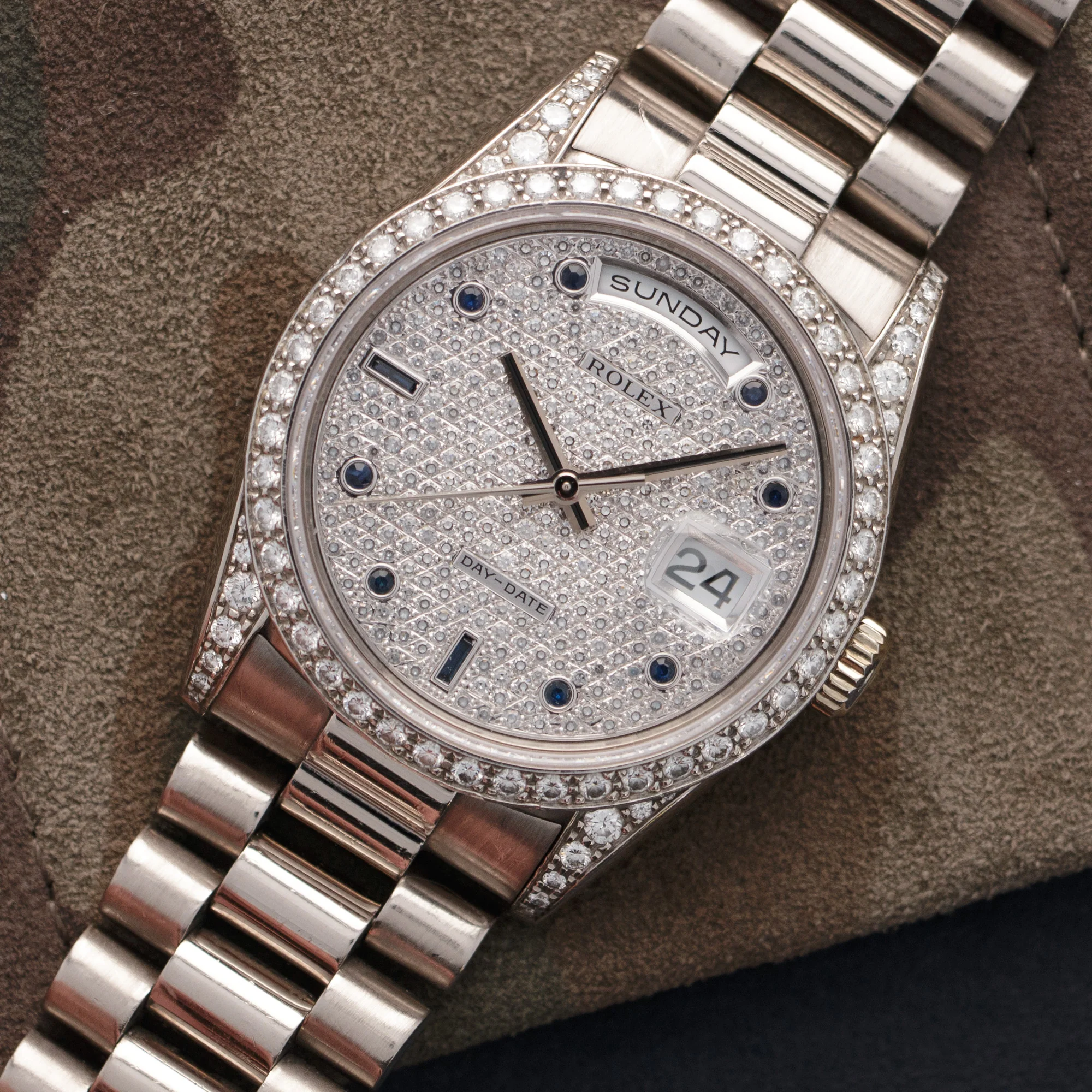 Rolex White Gold Day-Date Diamond & Sapphire Watch Ref. 18389 - Image 2