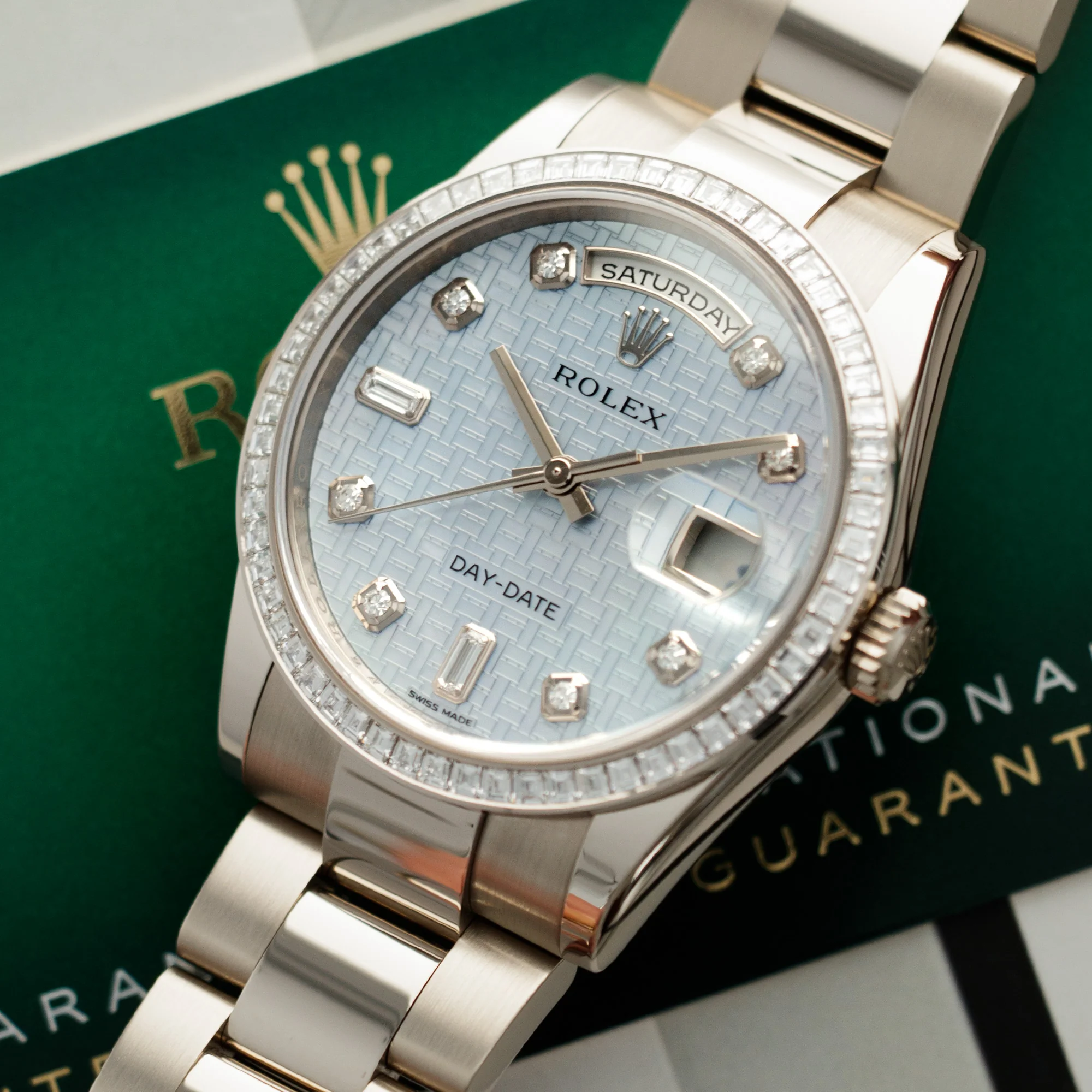 Rolex White Gold Day-Date Diamond Watch Ref. 118399 - Image 2