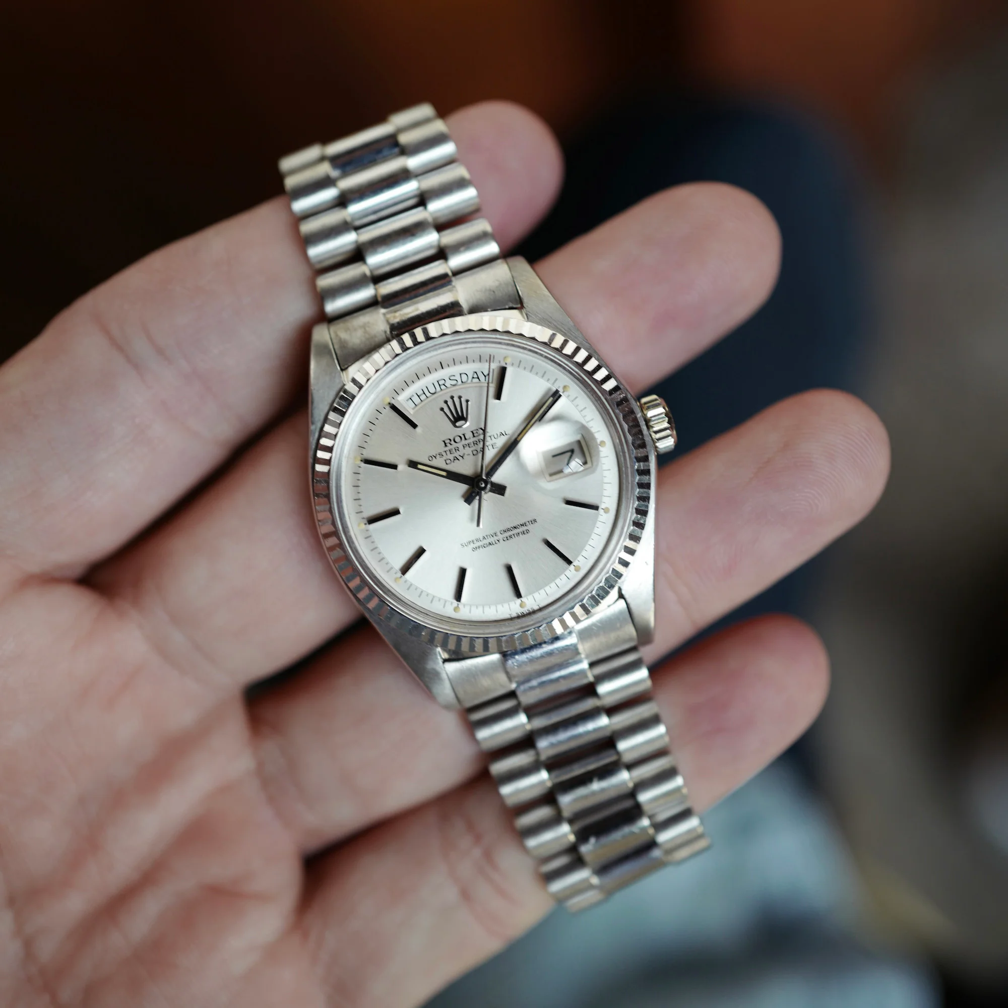 Rolex White Gold Day Date Ref. 1803 with Pumpkin Lume - Image 4