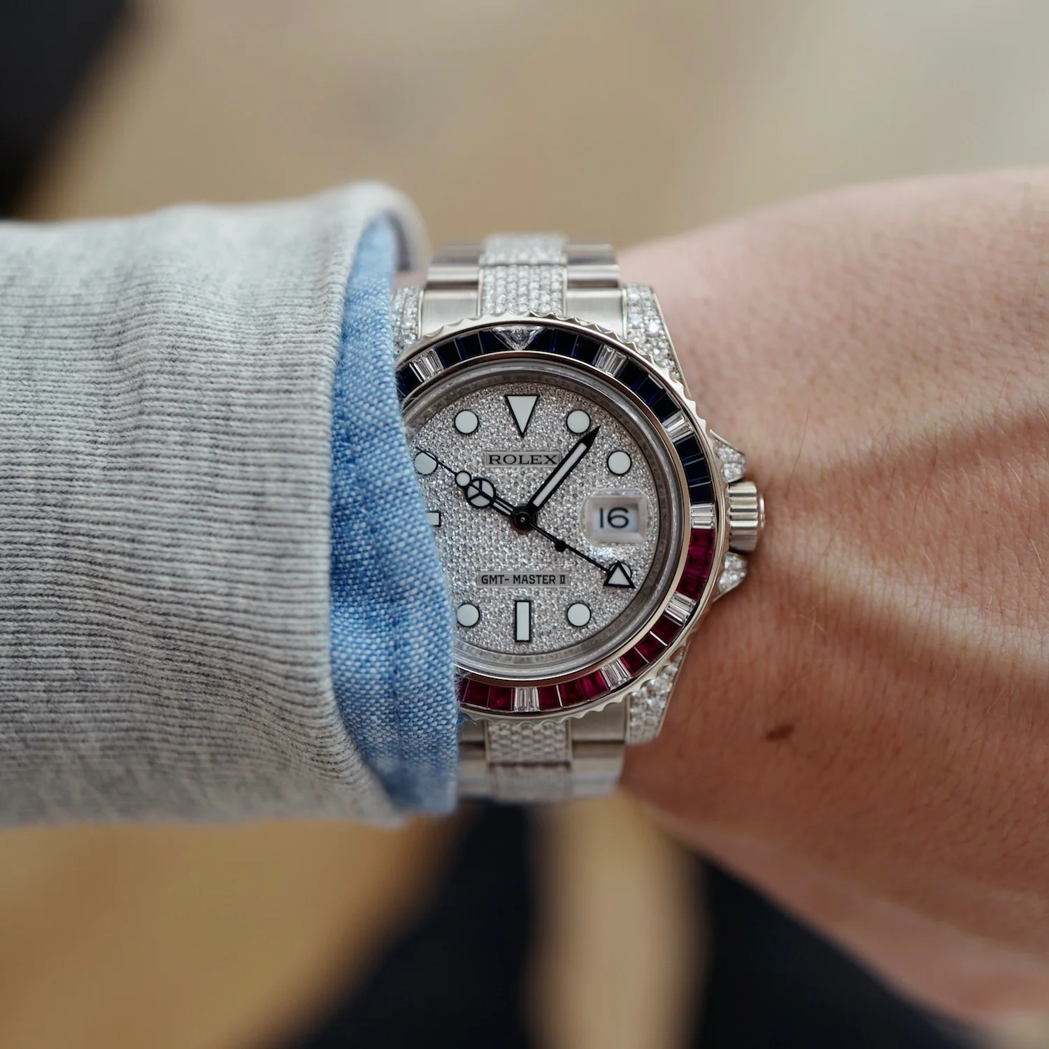 Rolex White Gold GMT-Master II Sapphire Ruby Diamond Watch Ref. 116759 - Image 7