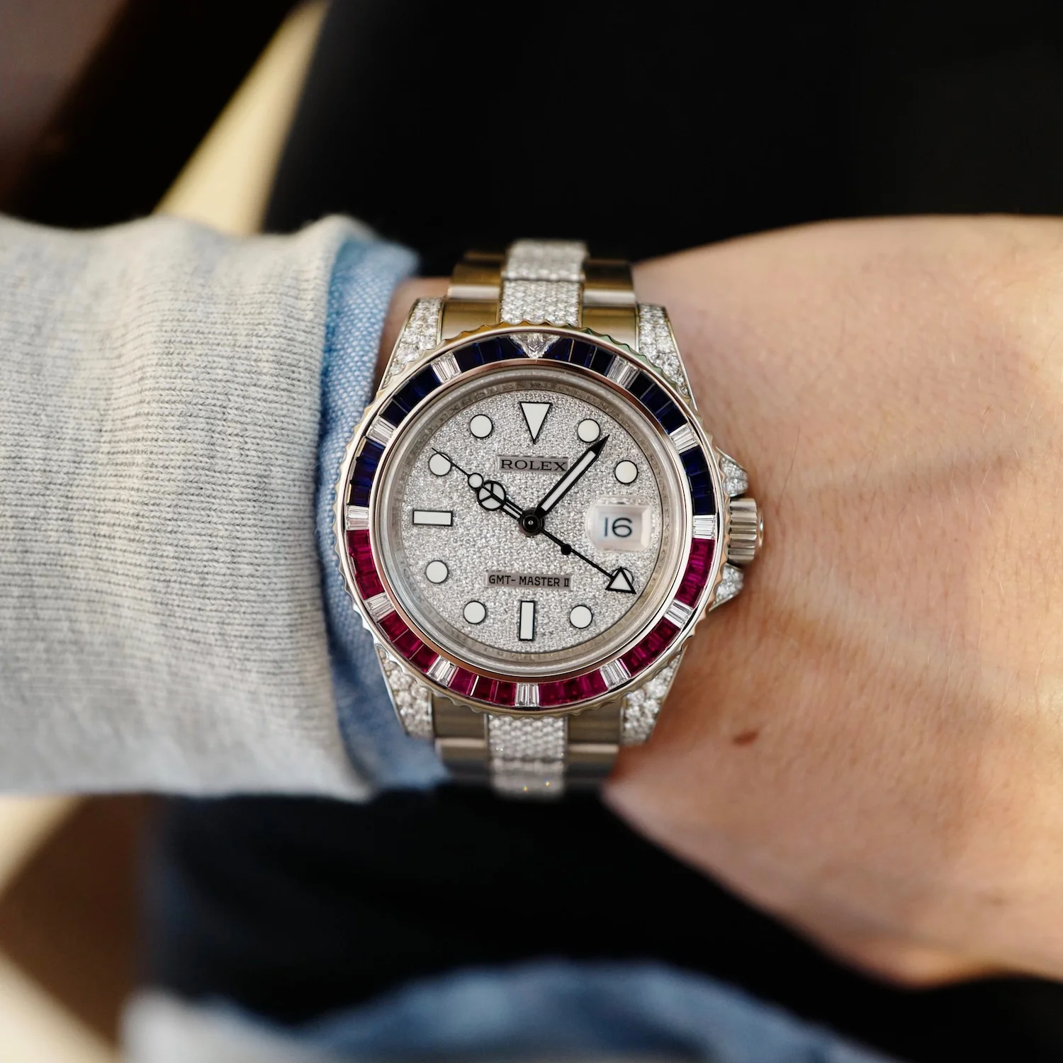 Rolex White Gold GMT-Master II Sapphire Ruby Diamond Watch Ref. 116759 - Image 8