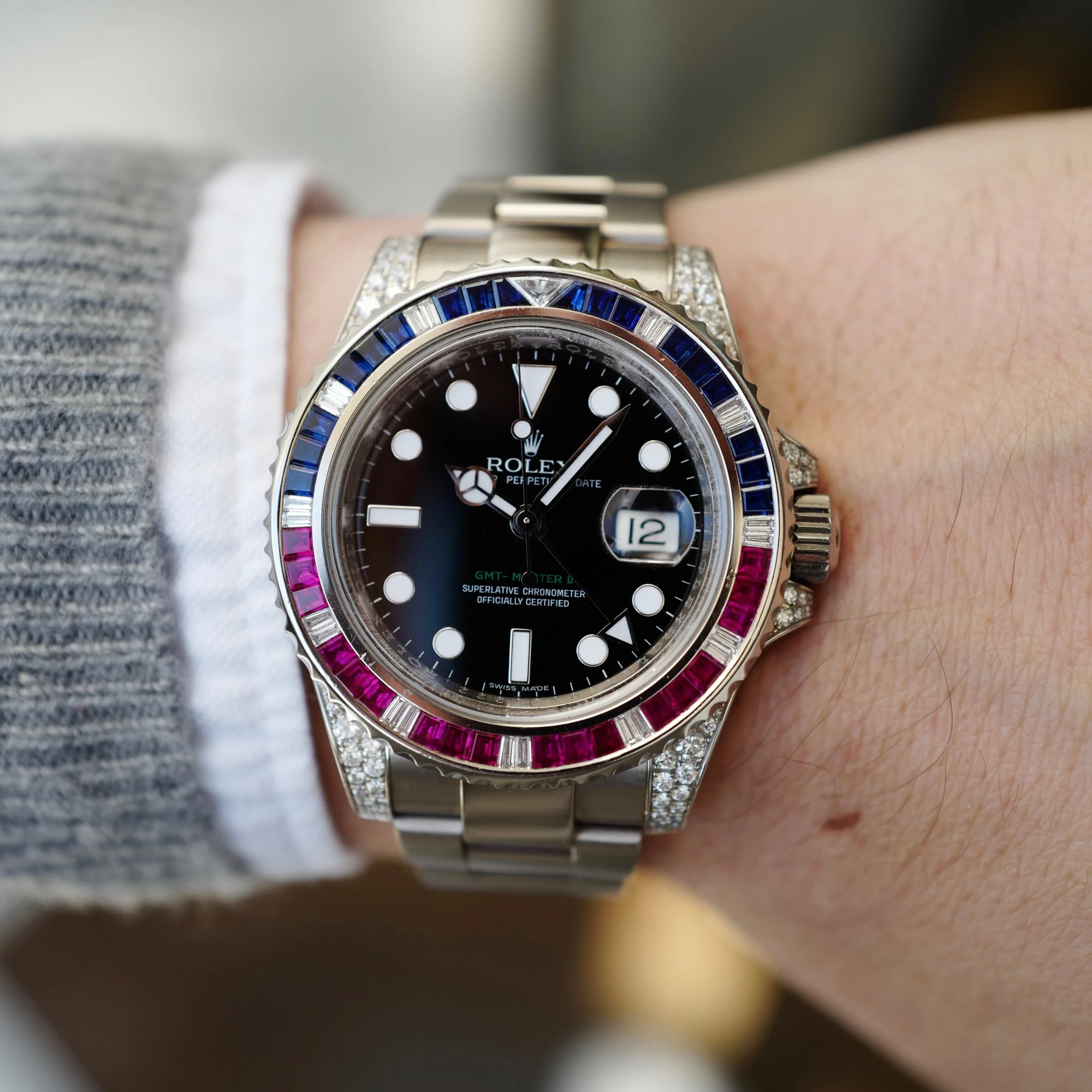 Rolex White Gold GMT-Master II Sapphire Ruby Diamond Watch Ref. 116759 - Image 8