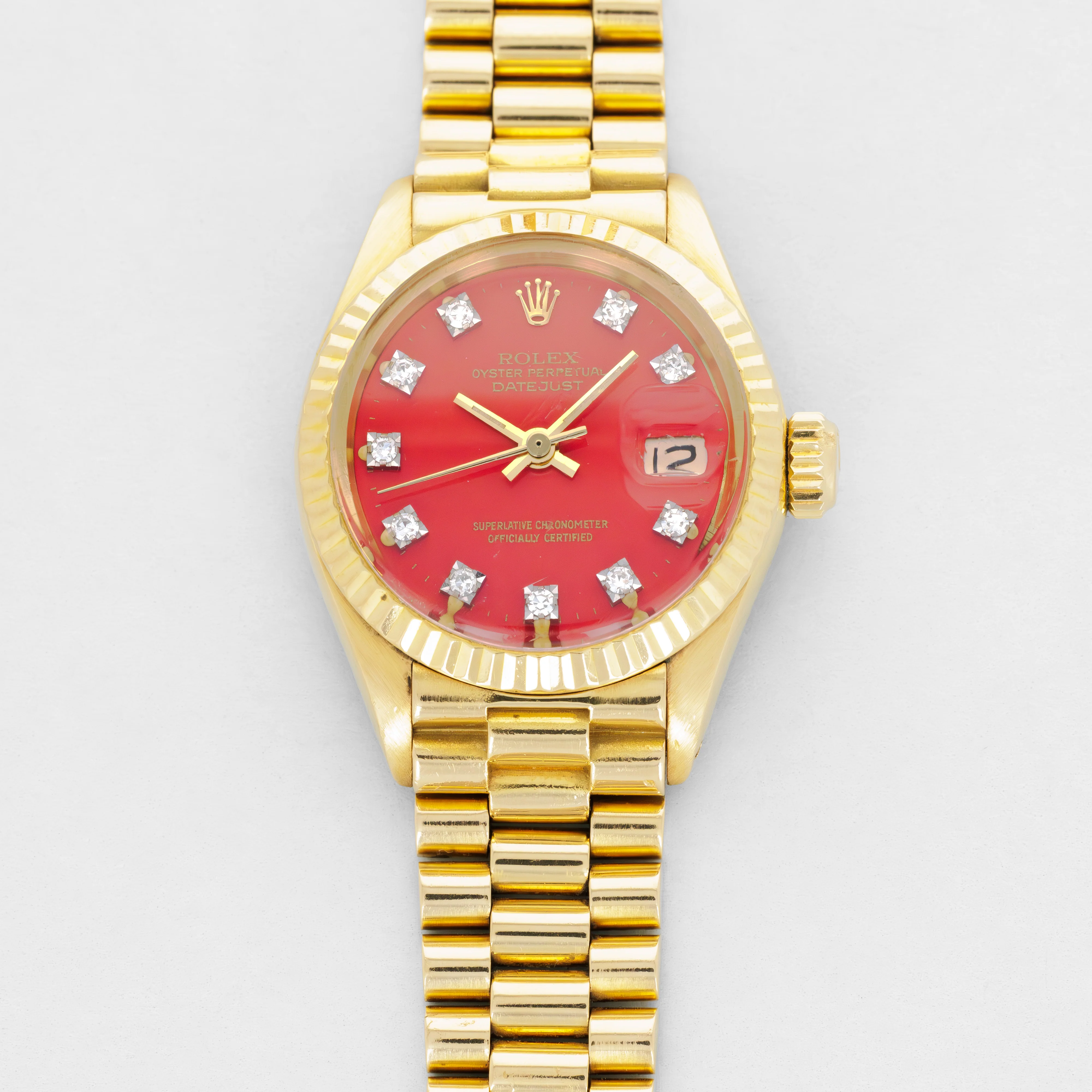 Rolex Yellow Gold Datejust Red Fuchsia Stella Watch Ref. 6917
