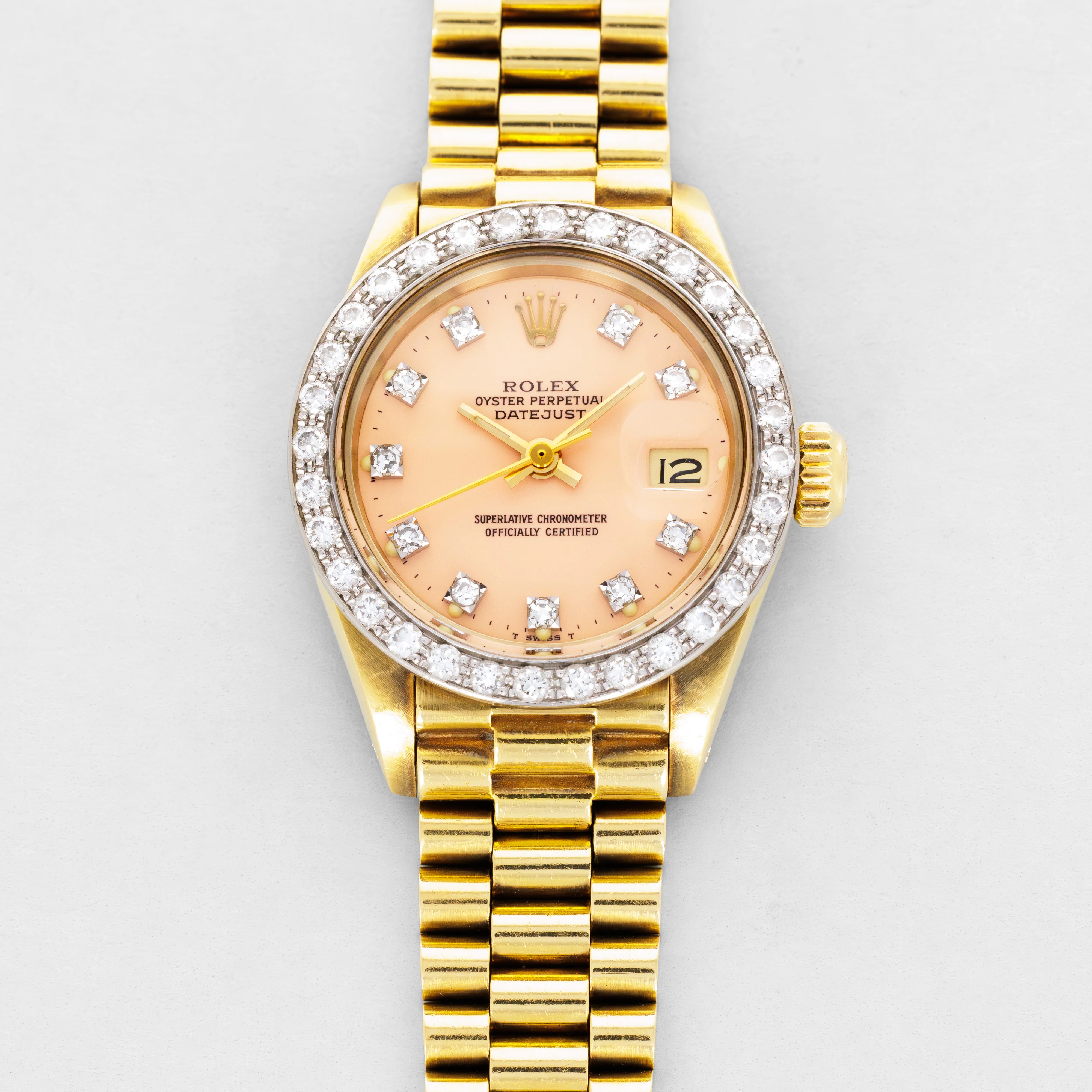 Rolex Yellow Gold Datejust Ref. 6913 Pink Stella Dial