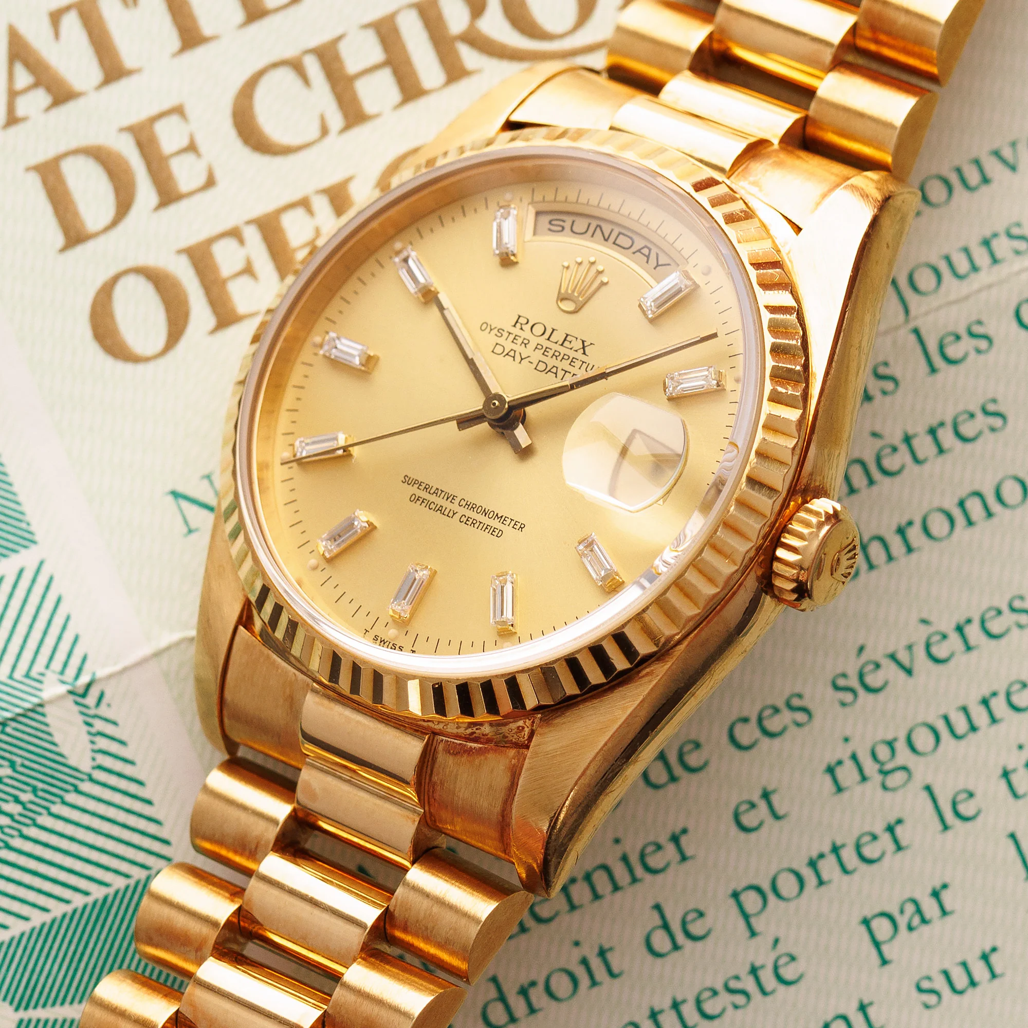 Rolex Yellow Gold Day-Date 18238 with Baguette Dial - Image 2