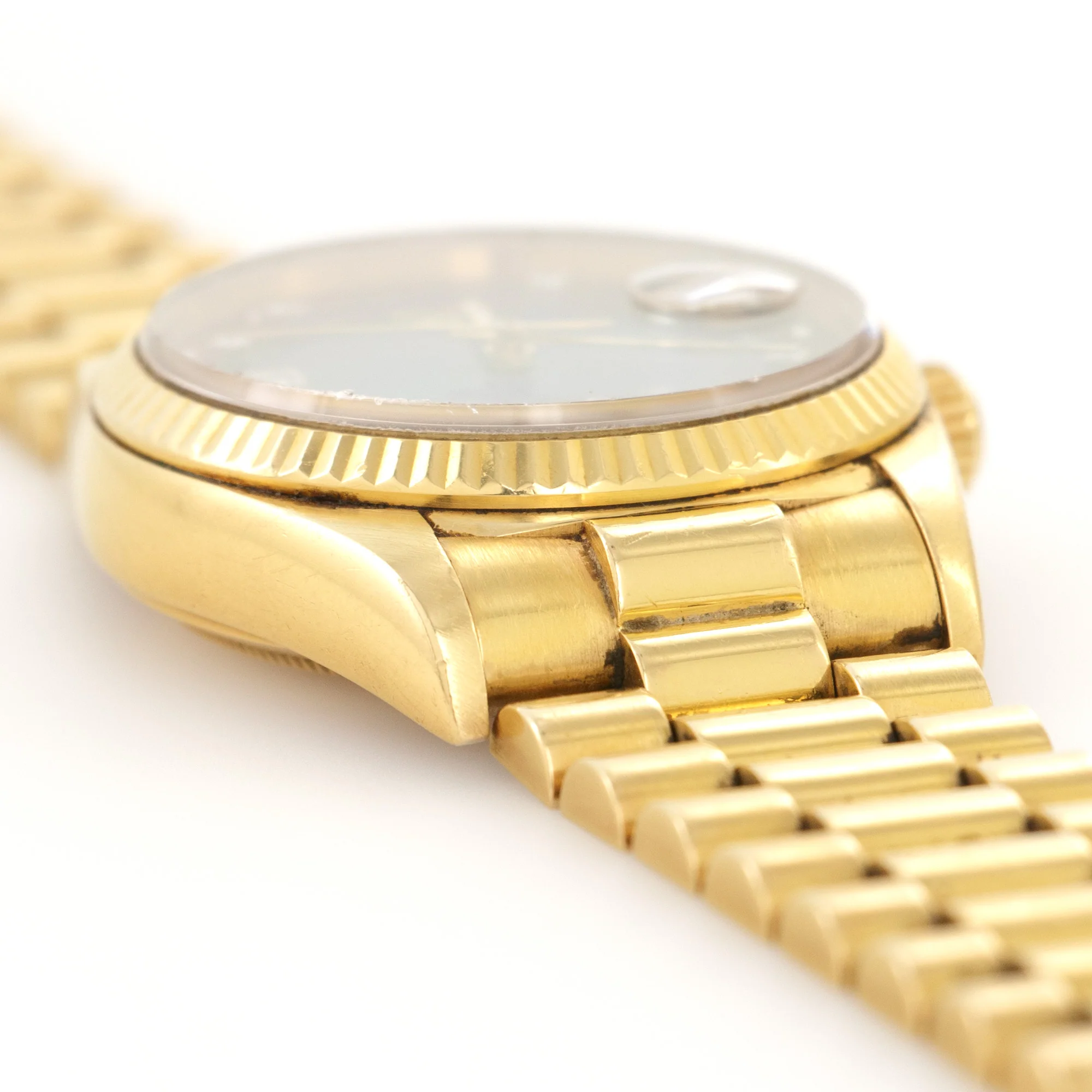 Rolex Yellow Gold Day-Date Blue Vignette Diamond Watch - Image 3