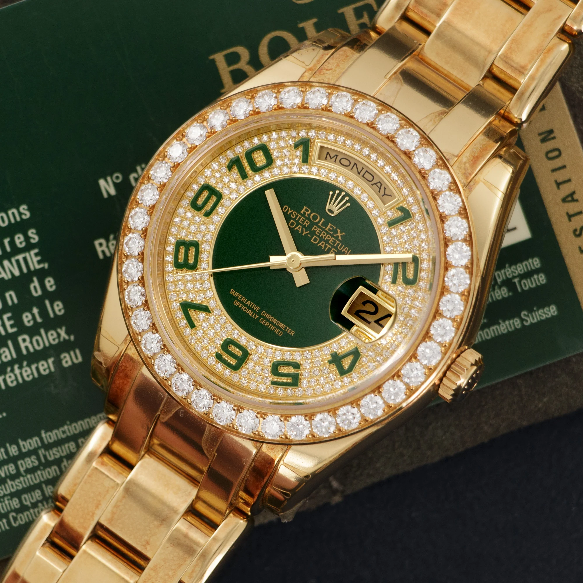 Rolex Yellow Gold Day-Date Masterpiece Green Watch Ref. 18948 - Image 2