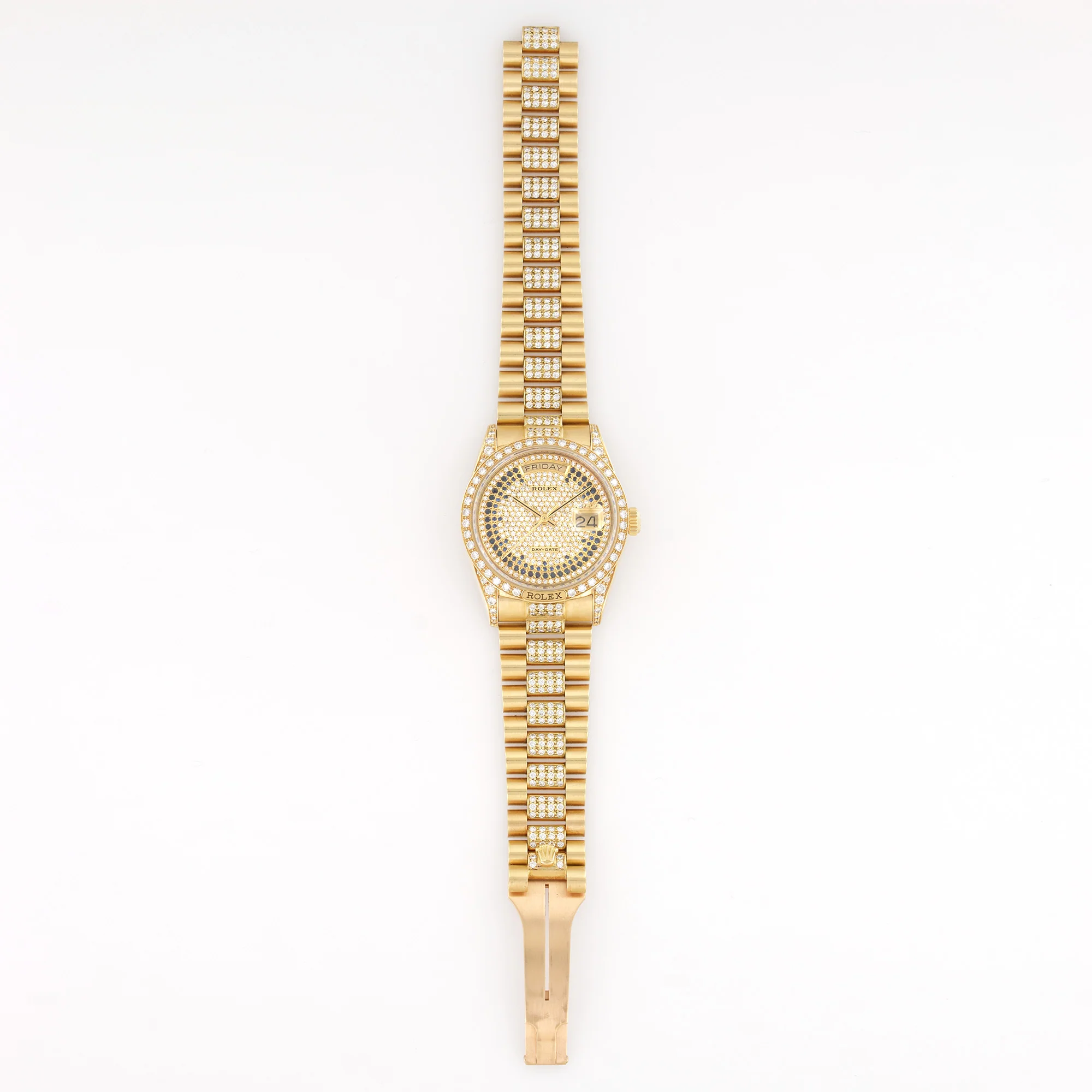 Rolex Yellow Gold Day-Date Pave Diamond Watch Ref. 18138 - Image 3