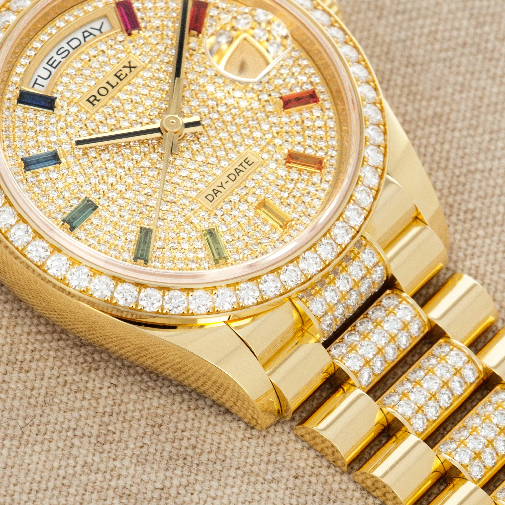 Rolex Yellow Gold Day-Date Rainbow Watch Ref. 128348 - Image 3