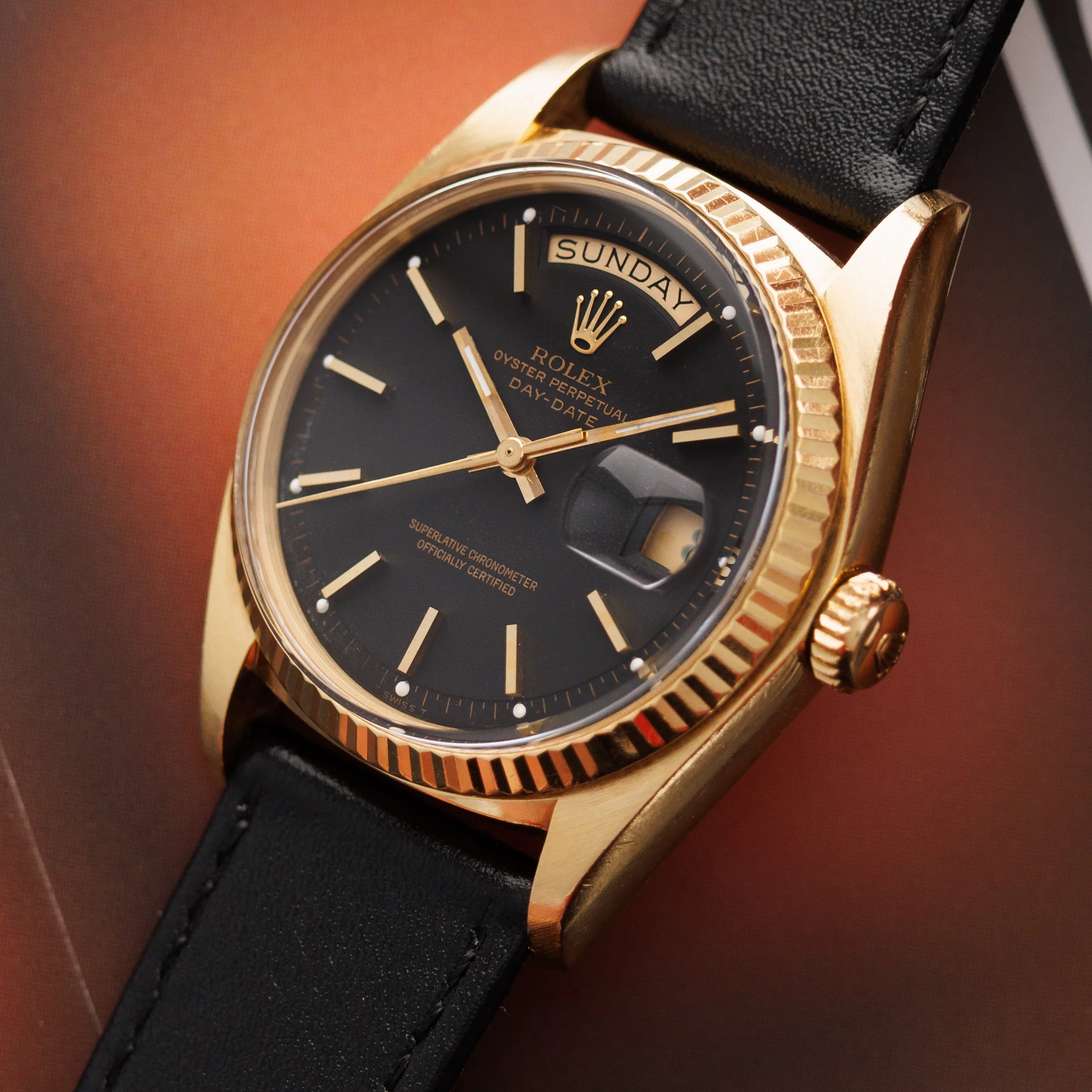 Rolex Yellow Gold Day Date Ref. 1803 with Matte Black Dial - Image 2