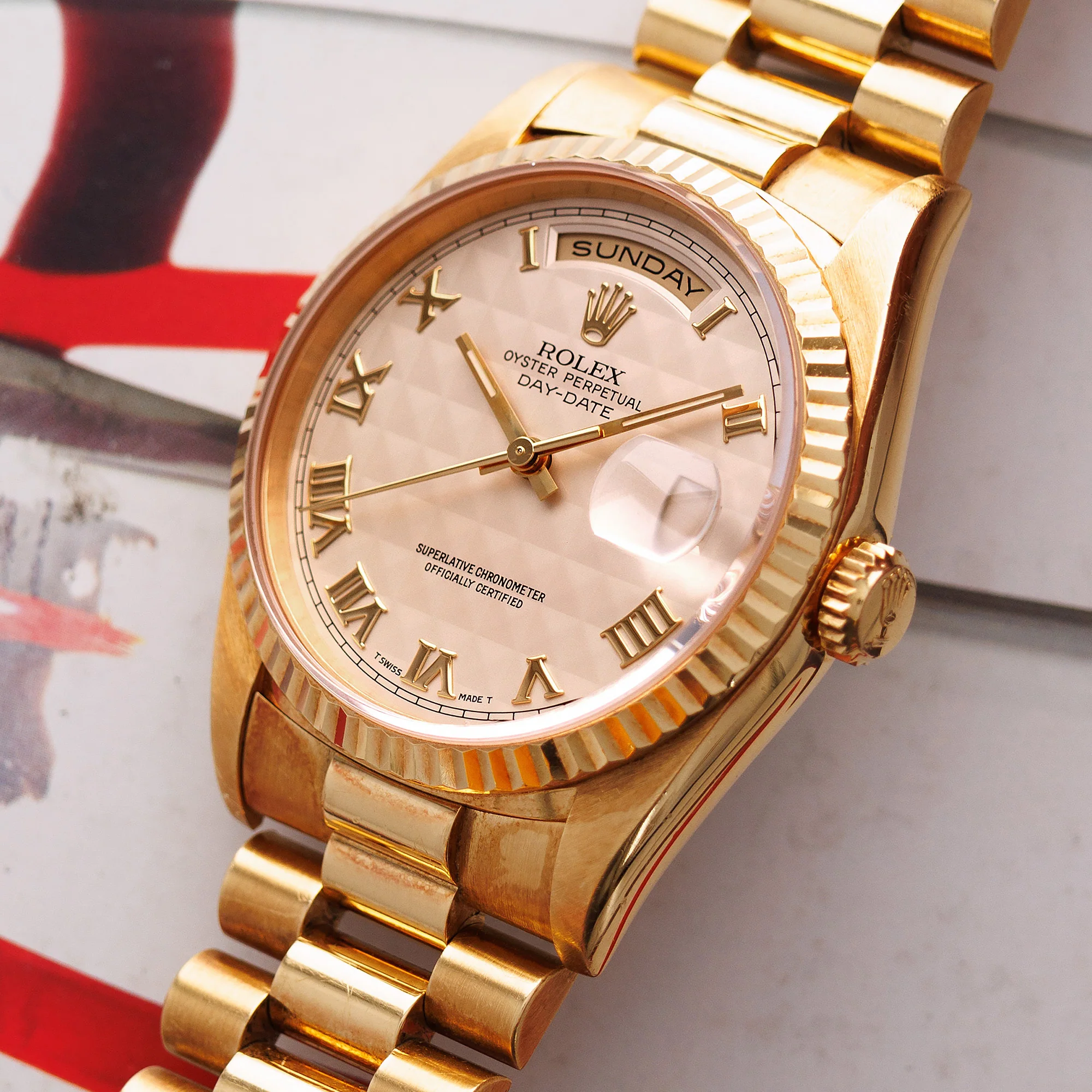 Rolex Yellow Gold Day-Date Ref. 18238 with Cream Pyramid Dial - Image 2