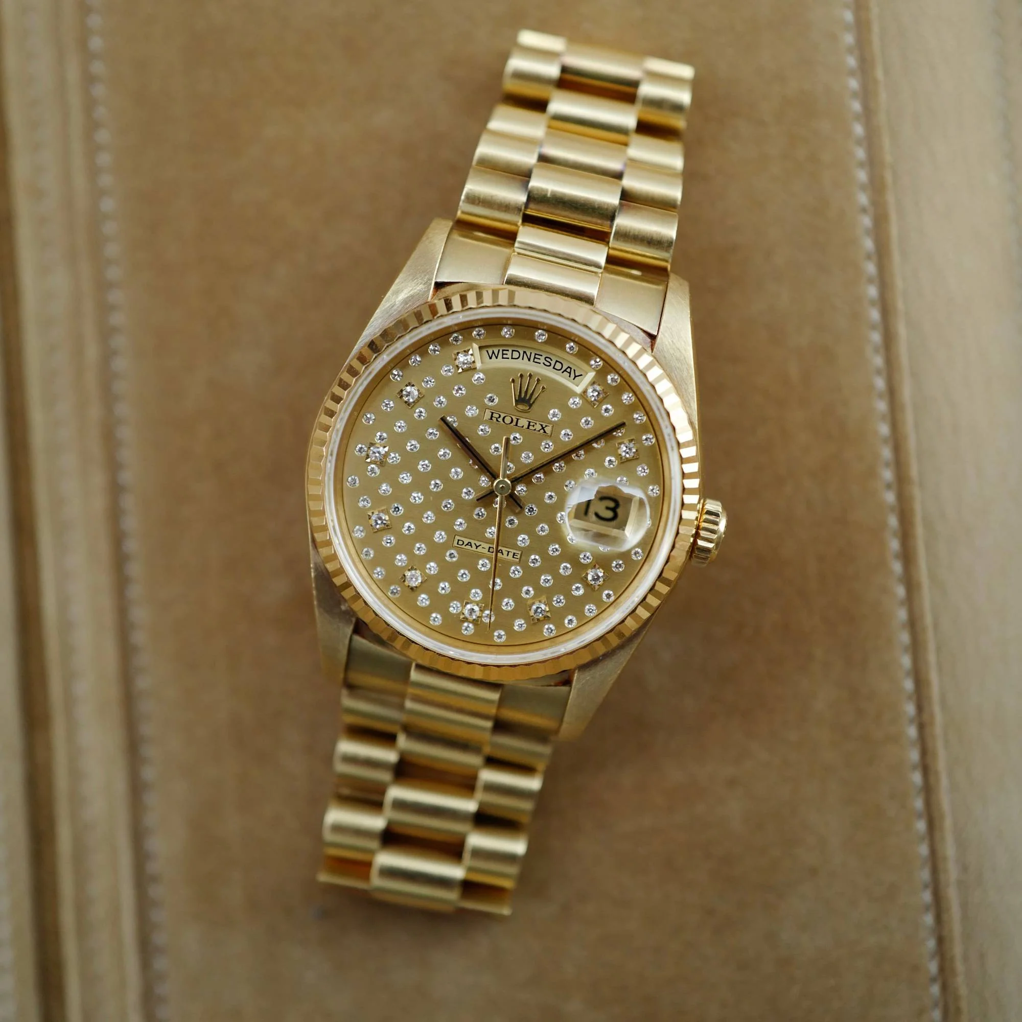 Rolex Yellow Gold Day Date Ref. 18238 with Diamond Pleidas Dial - Image 2