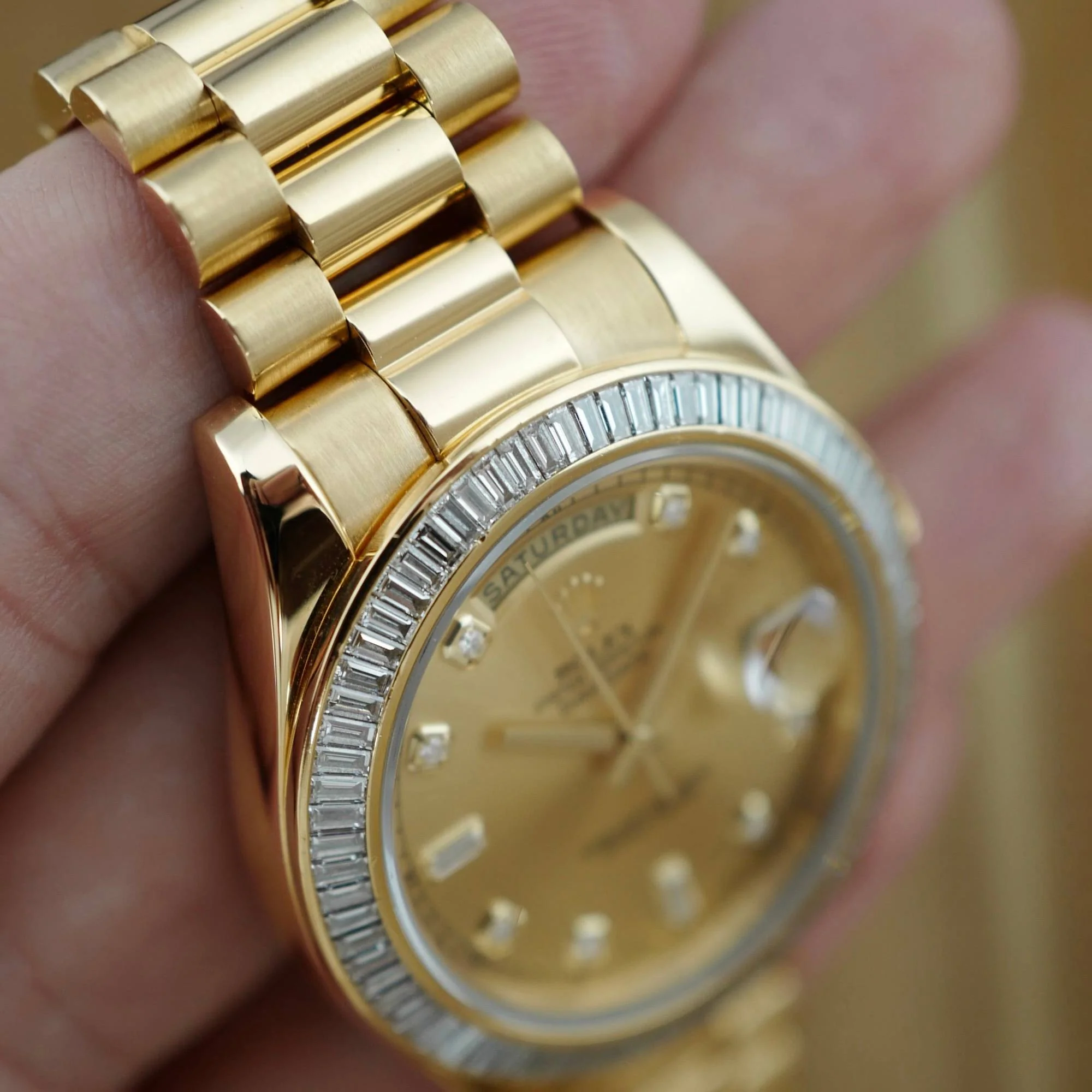 Rolex Yellow Gold Day-Date Ref. 218398R with Baguette Diamonds - Image 5