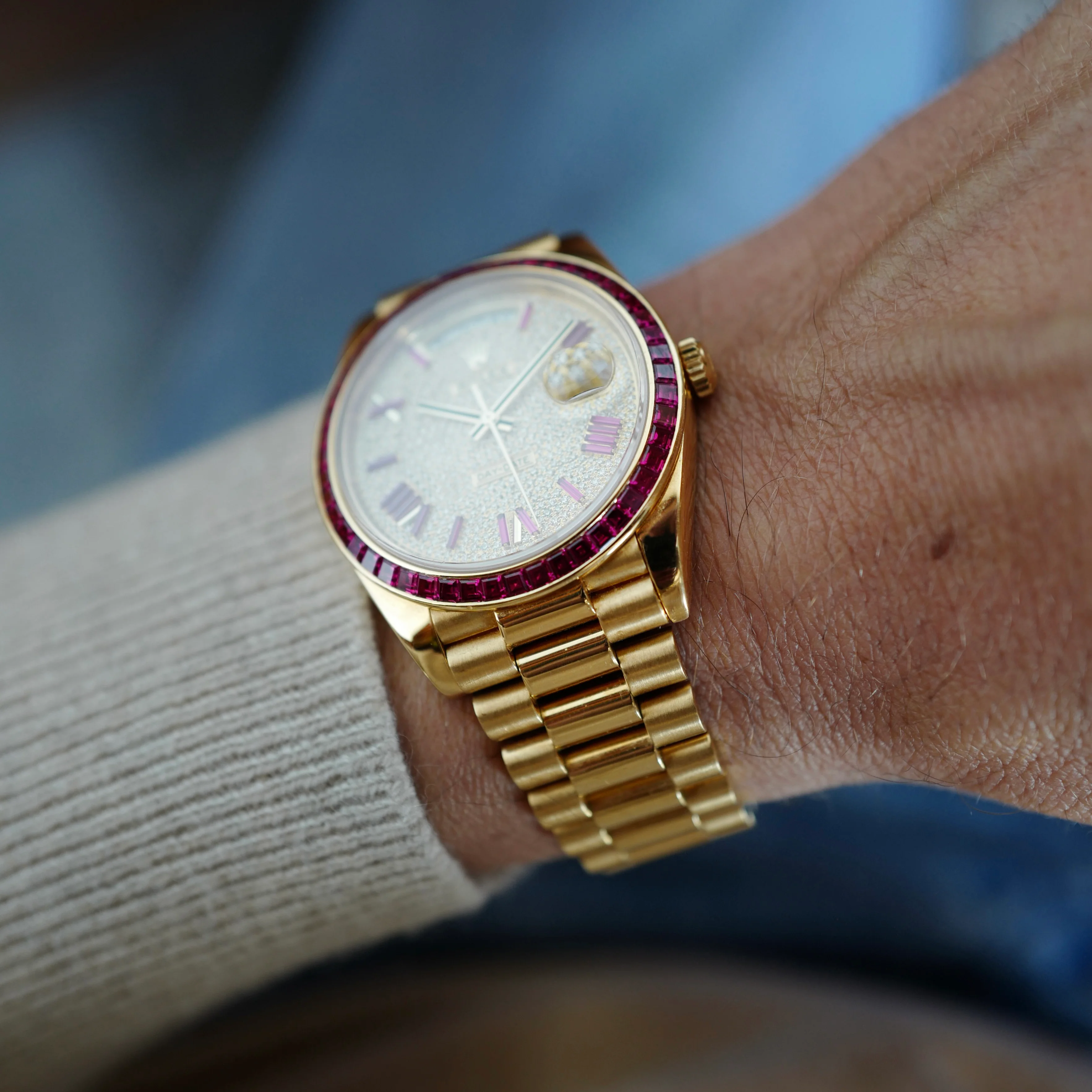Rolex Yellow Gold Day-Date Ref. 228398TRU with Ruby Bezel - Image 8
