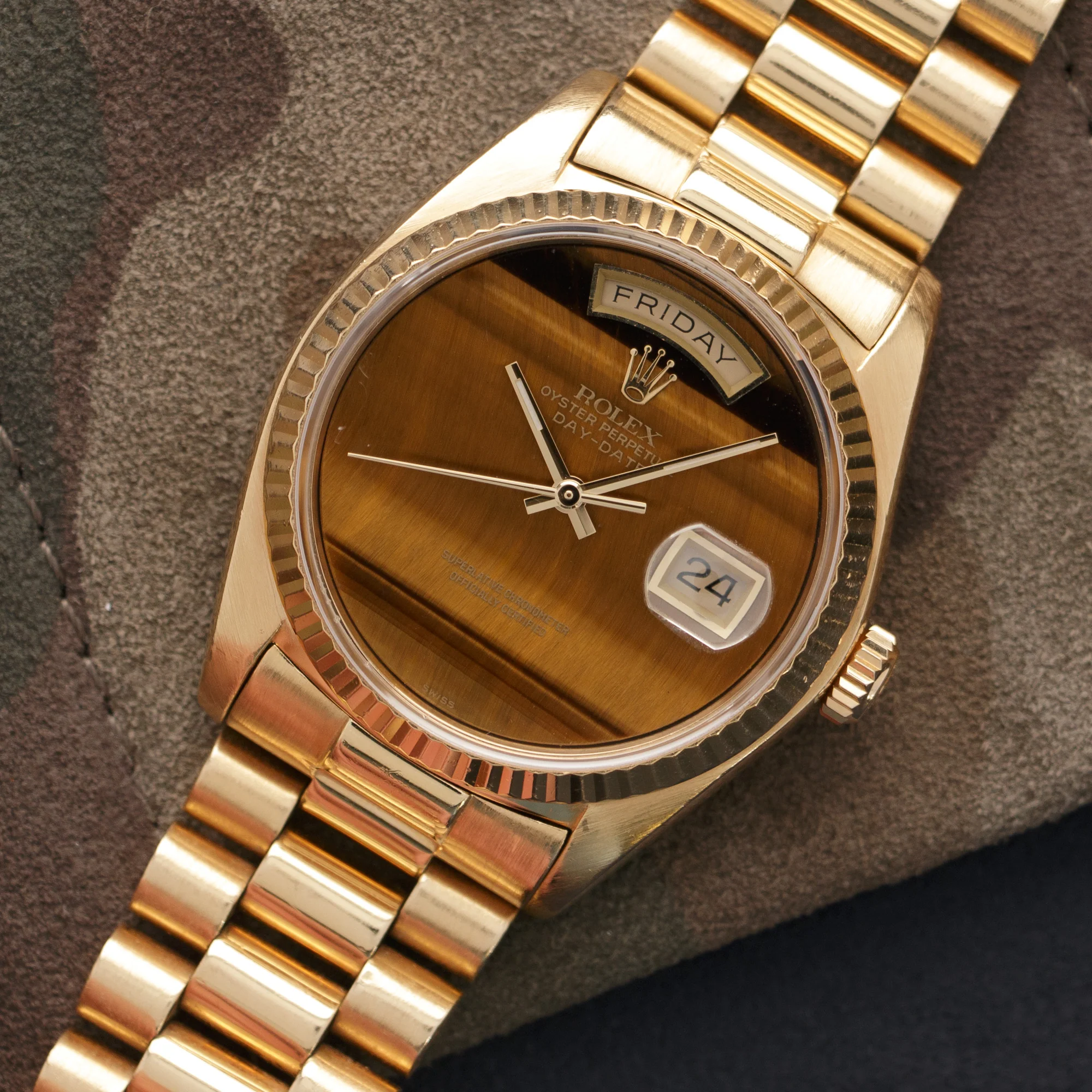 Rolex Yellow Gold Day-Date Tigers Eye Watch, Ref. 18038 - Image 2