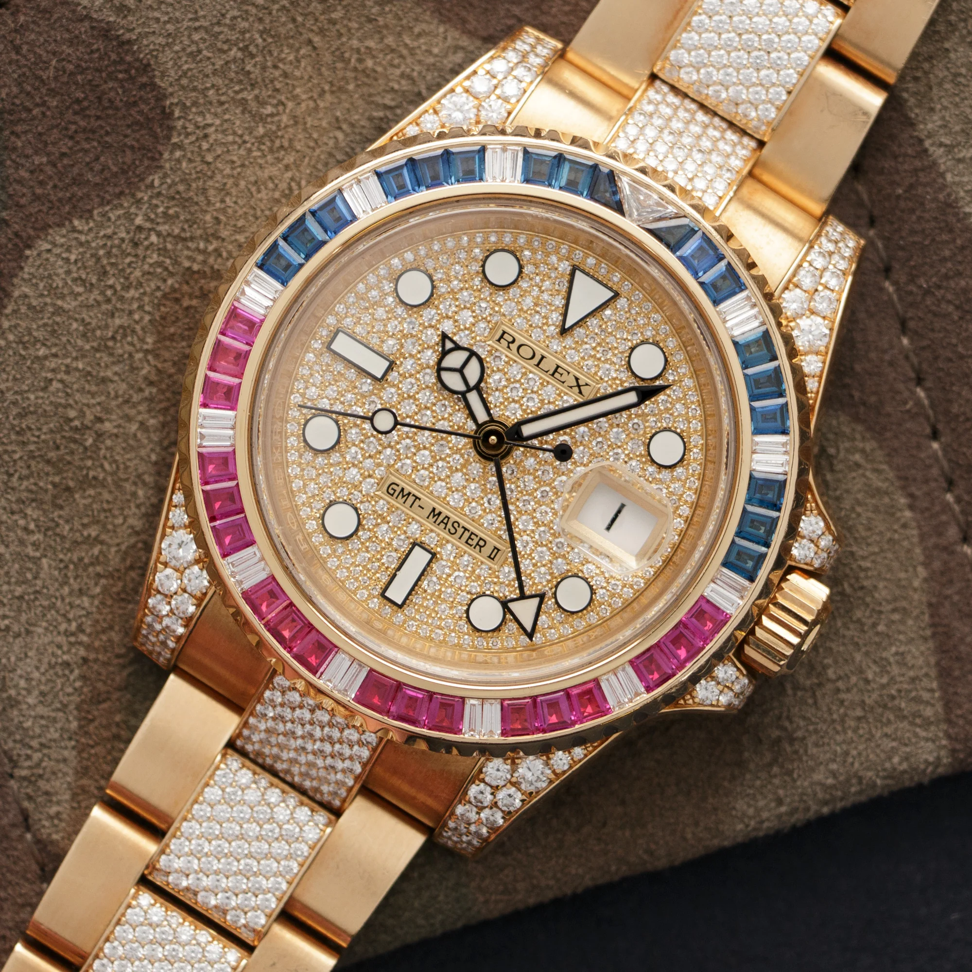 Rolex Yellow Gold GMT-Master II Diamond Sapphire Ruby Watch Ref. 116758 - Image 2