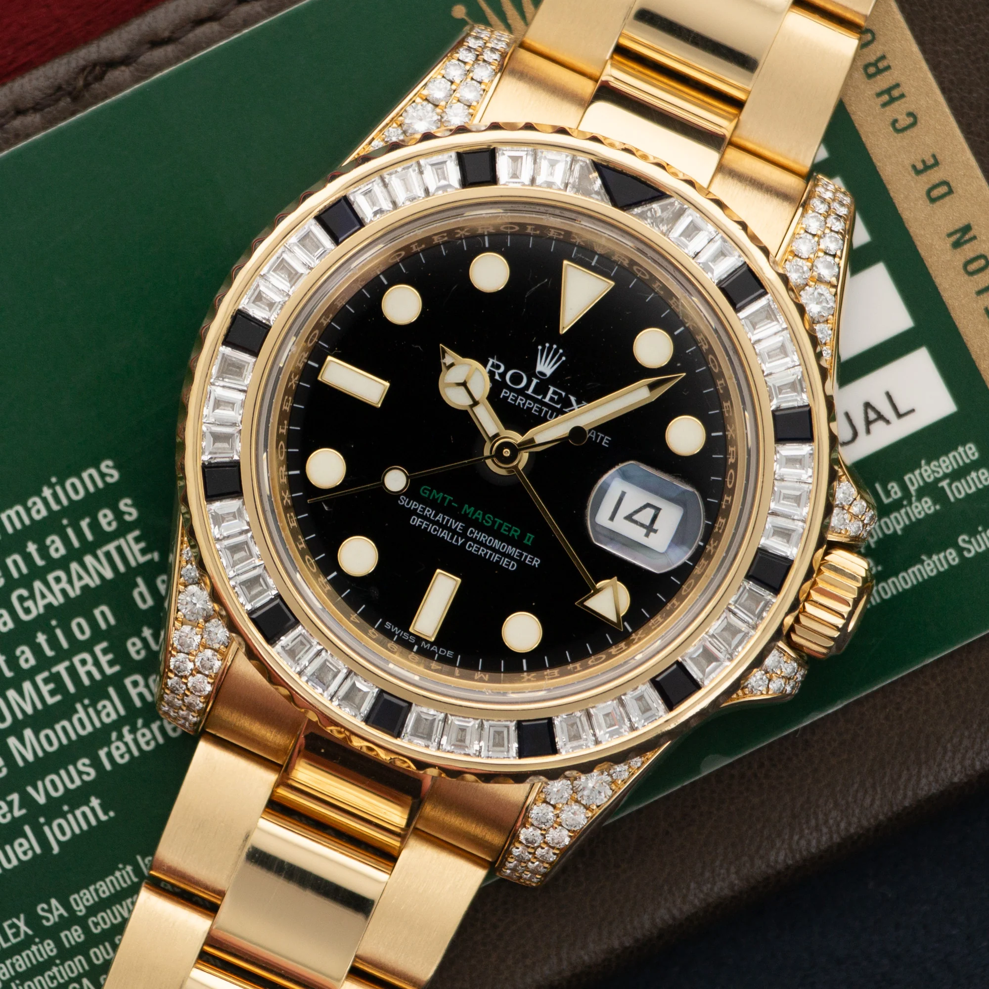 Rolex Yellow Gold GMT-Master II Sapphire Diamond Watch Ref. 116758 - Image 2
