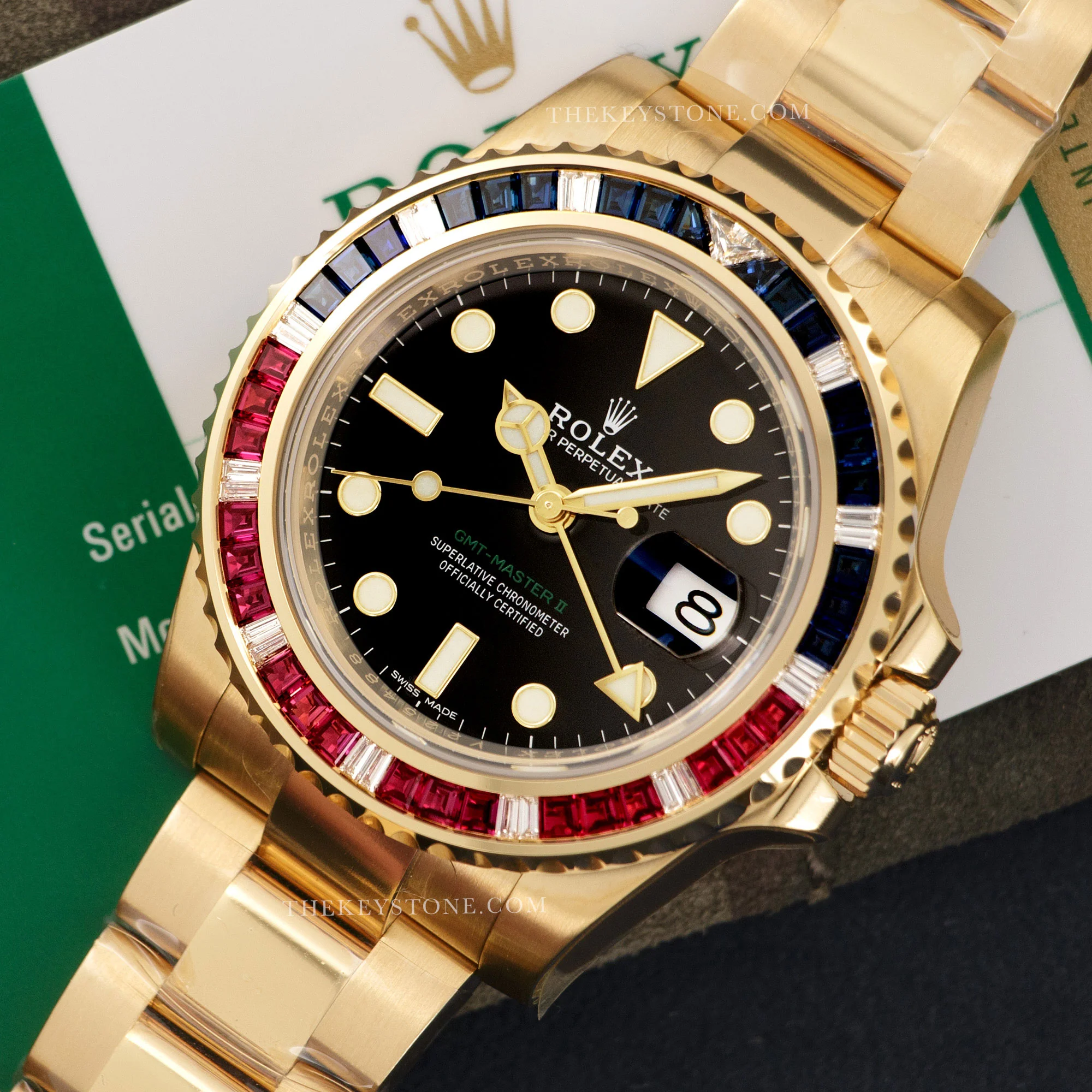 Rolex Yellow Gold GMT-Master II Sapphire Ruby Watch Ref. 116748 in Unworn Condition - Image 2