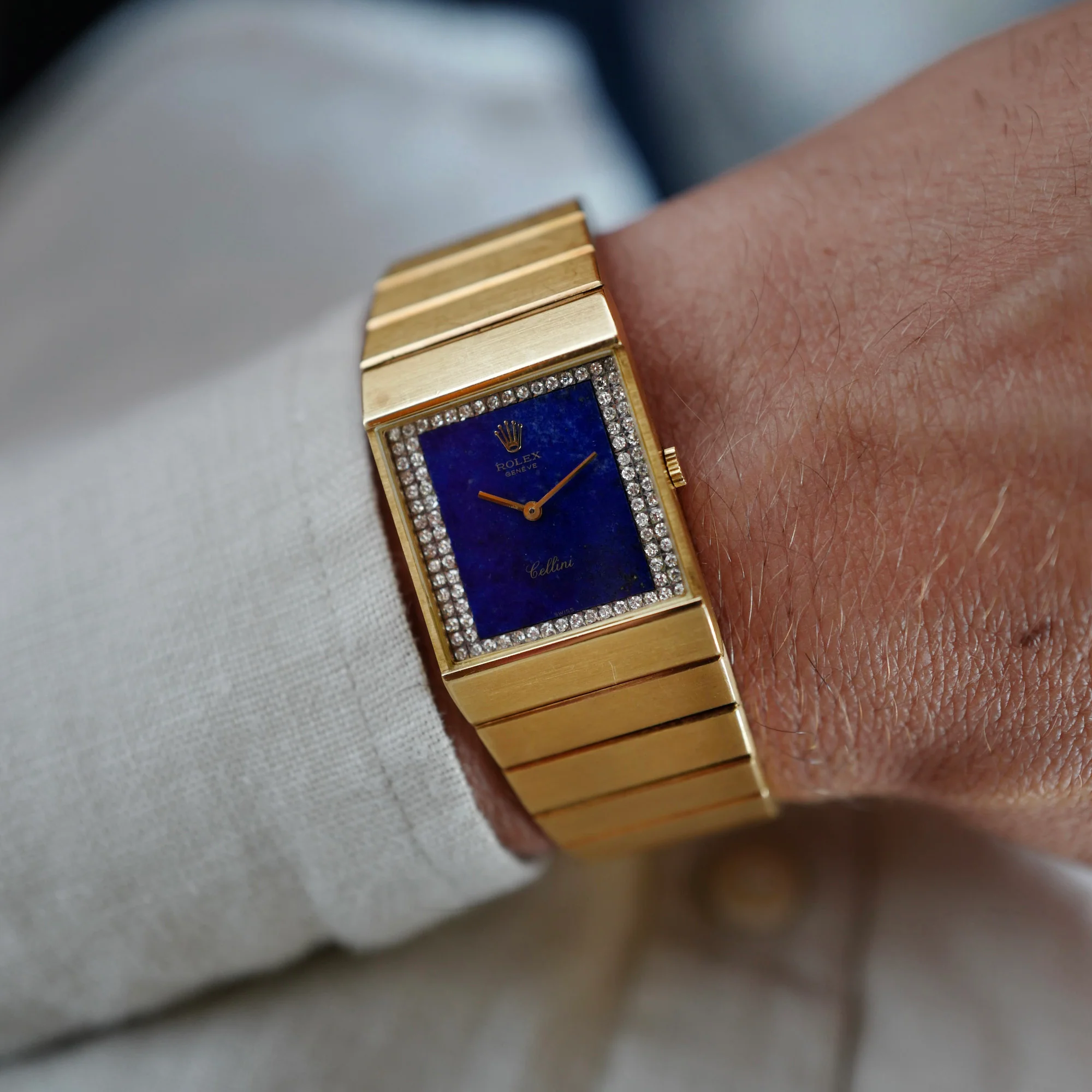 Rolex Yellow Gold King Midas Ref. 4136 with Lapis Lazuli and Diamond Dial - Image 4
