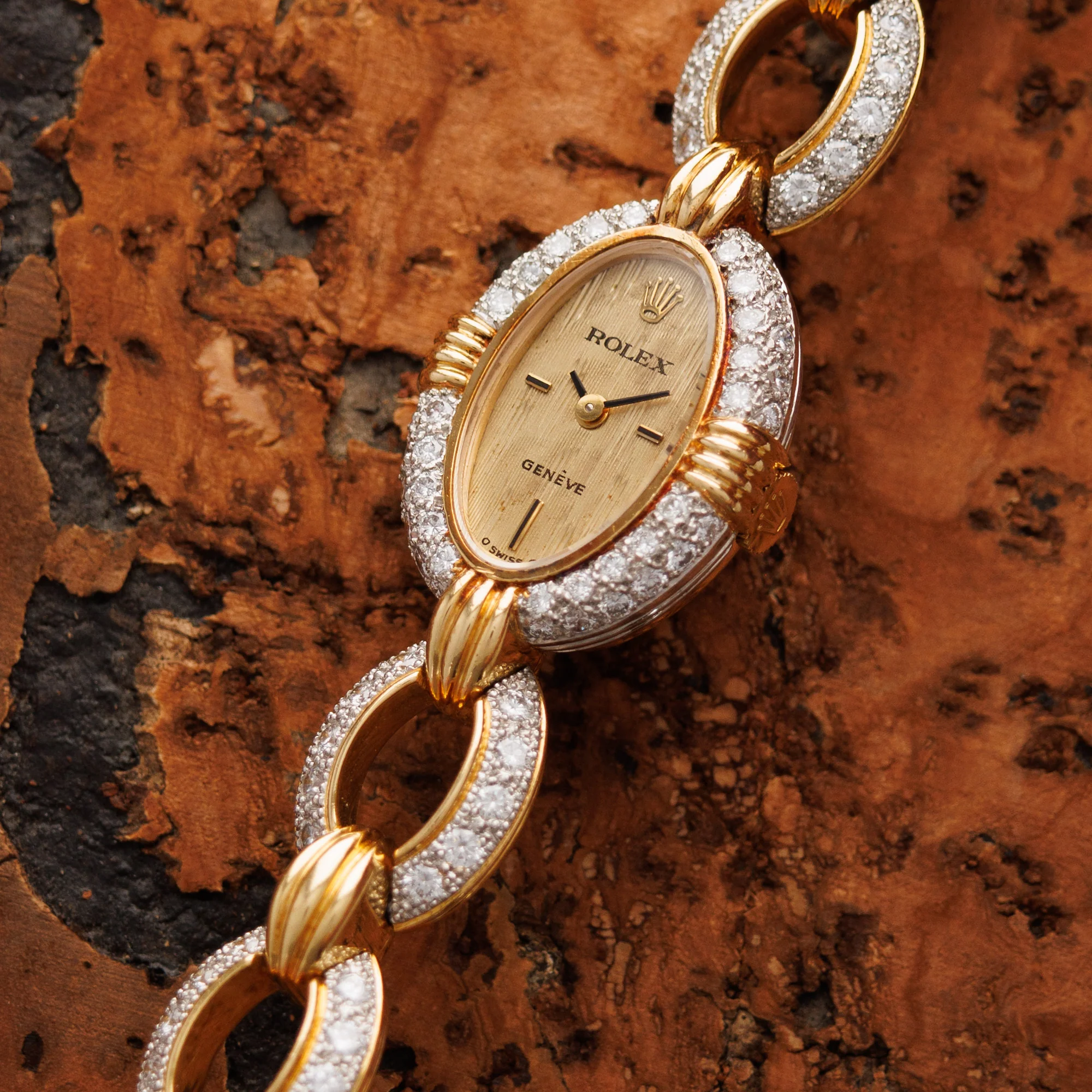 Rolex Yellow Gold Oval Diamond Watch - Image 2