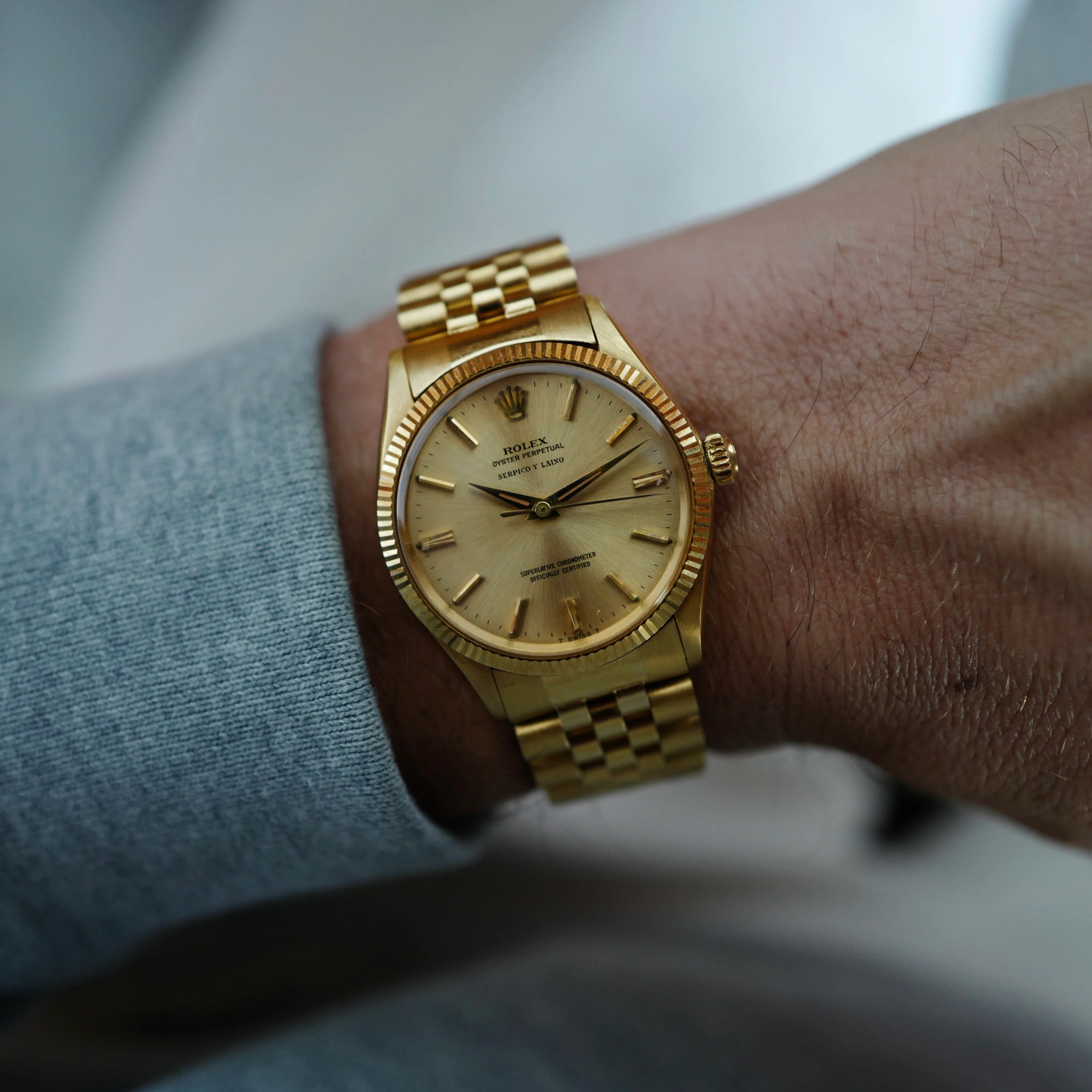 Rolex Yellow Gold Oyster Perpetual Serpico y Laino Watch Ref. 1005 in Top Condition - Image 3