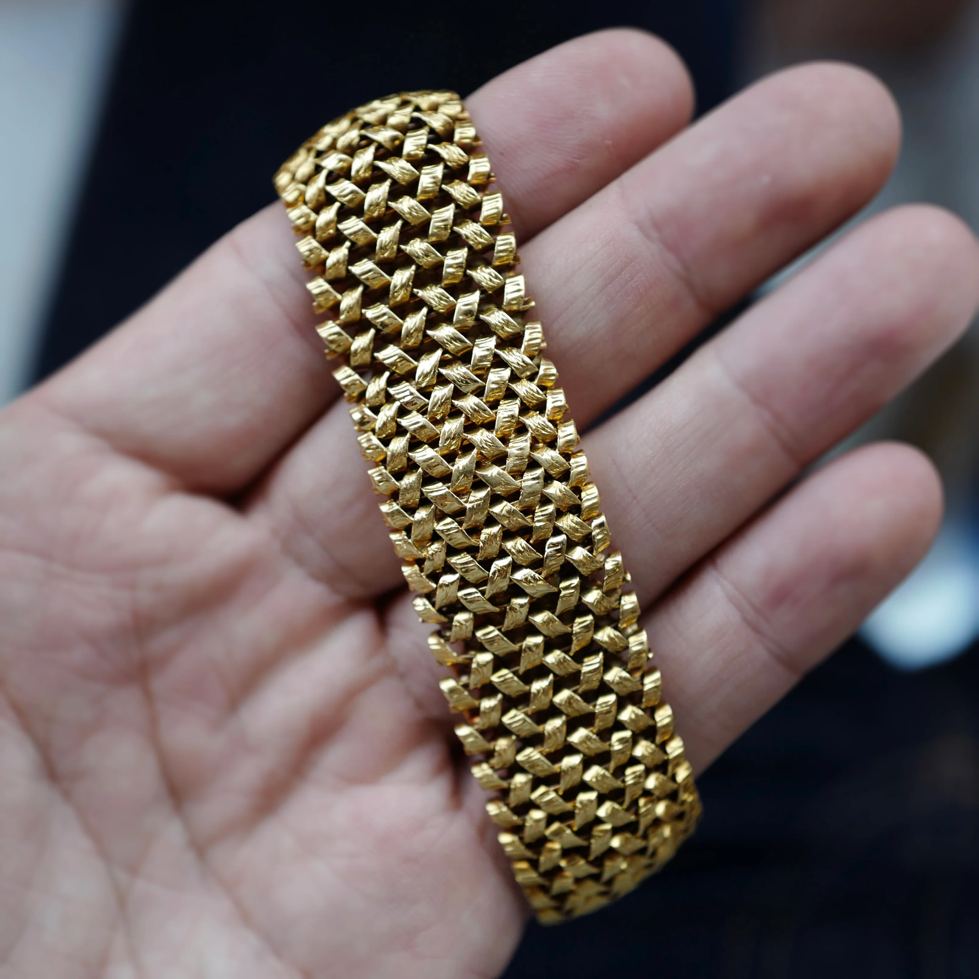 Rolex Yellow Gold Woven Bracelet Cover Watch with Gay Freres Bracelet - Image 2